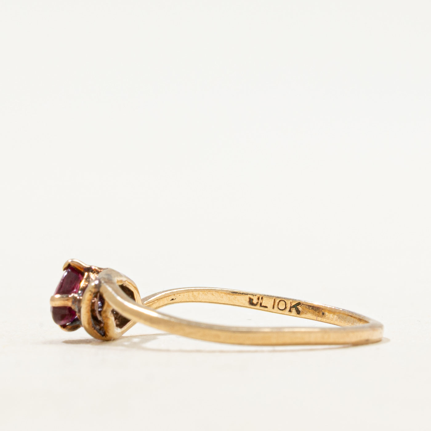Synthetic Ruby & Natural Diamond Bypass Ring | SZ 6.25