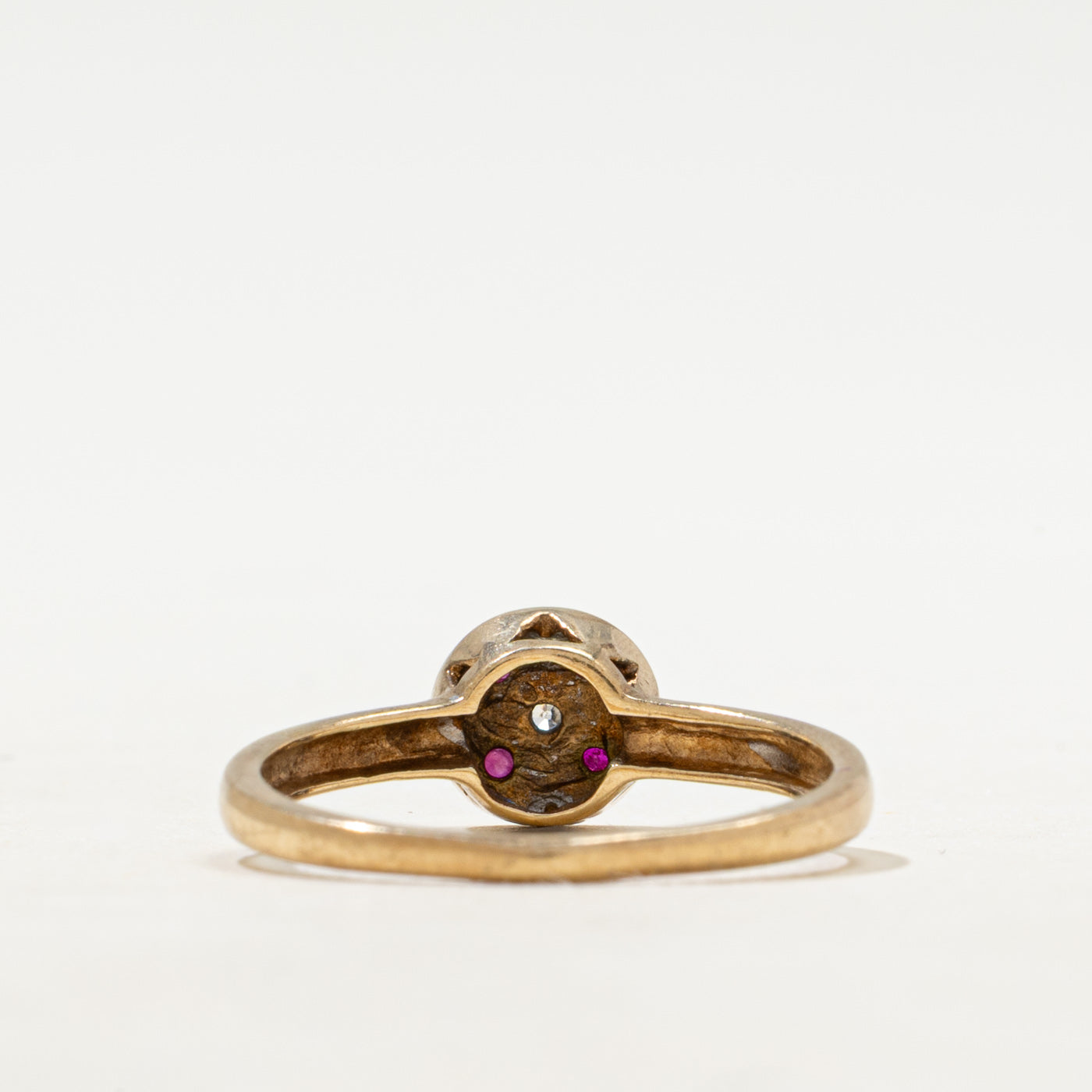Illusion Set Ruby & White Sapphire Cluster Ring | SZ 7.5