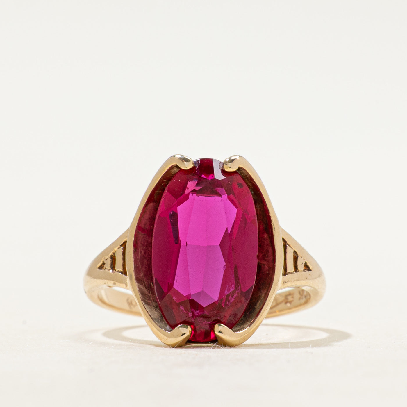 Synthetic Ruby Openwork Cocktail Ring | SZ 5.5