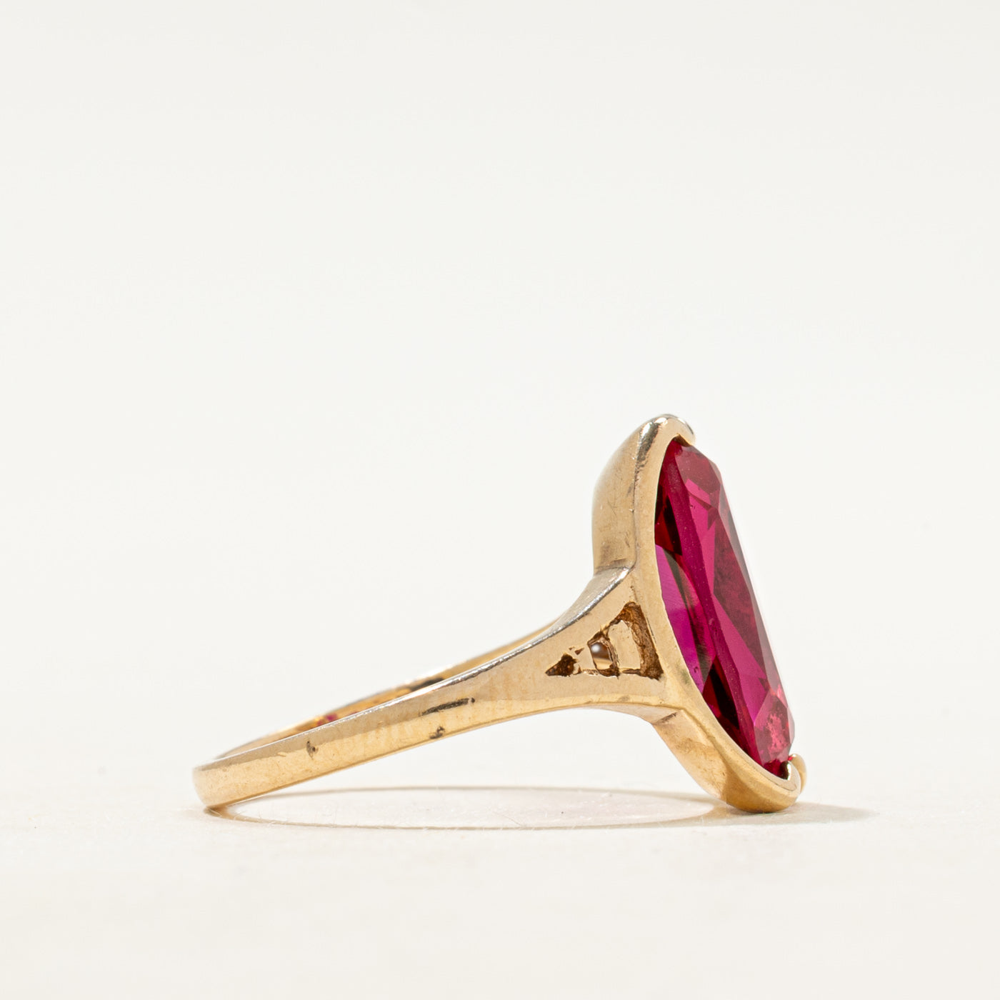 Synthetic Ruby Openwork Cocktail Ring | SZ 5.5