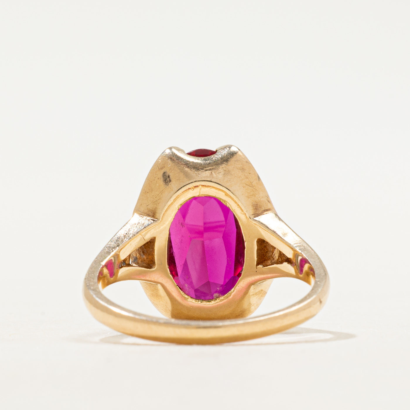 Synthetic Ruby Openwork Cocktail Ring | SZ 5.5
