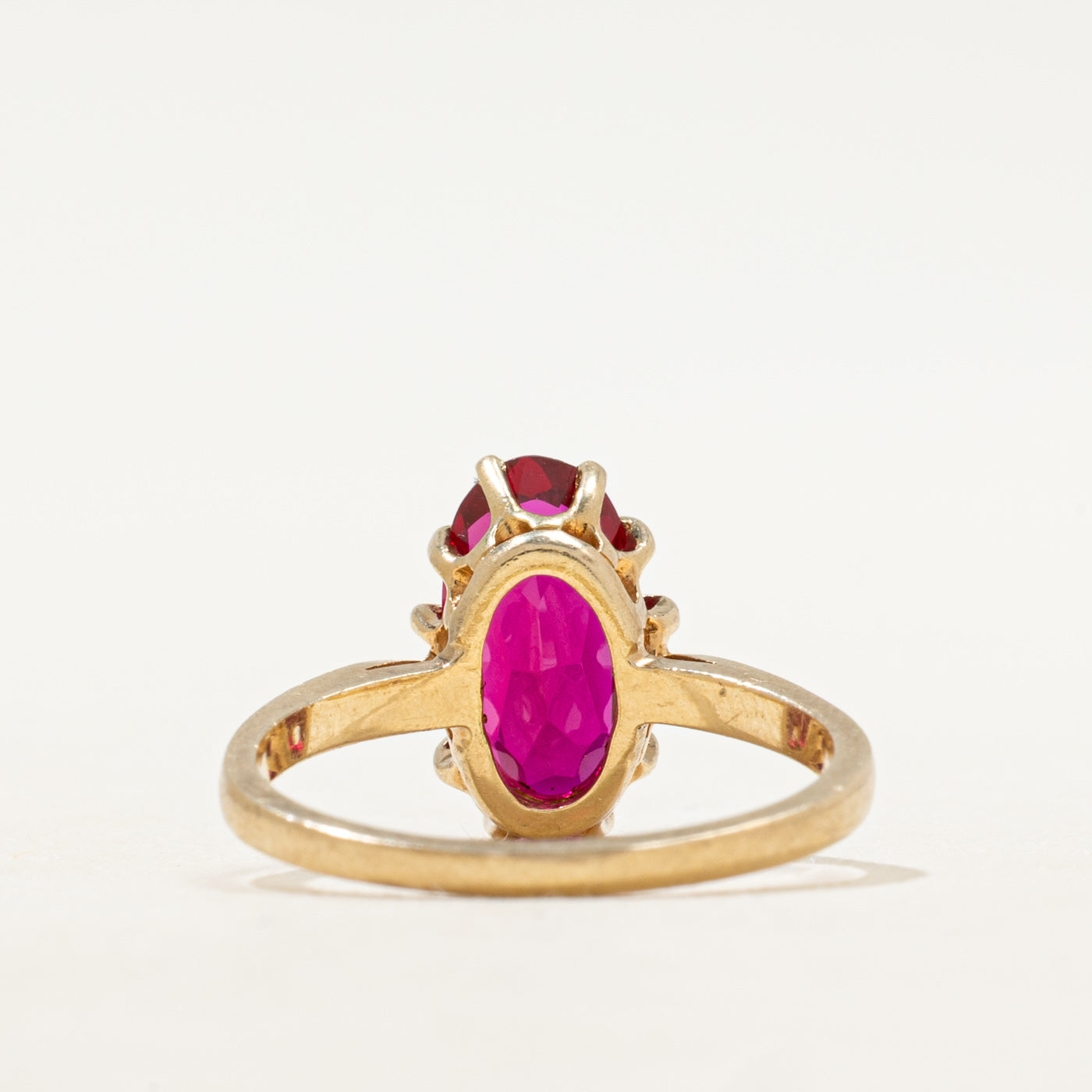 Belcher Set Synthetic Ruby Cocktail Ring | SZ 6.25