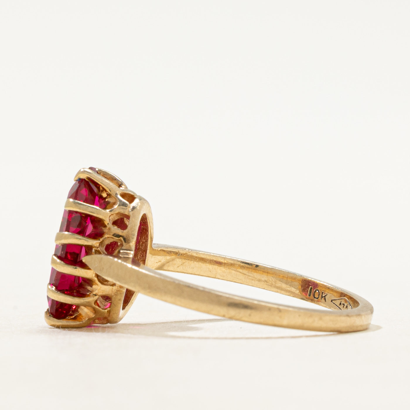 Belcher Set Synthetic Ruby Cocktail Ring | SZ 6.25