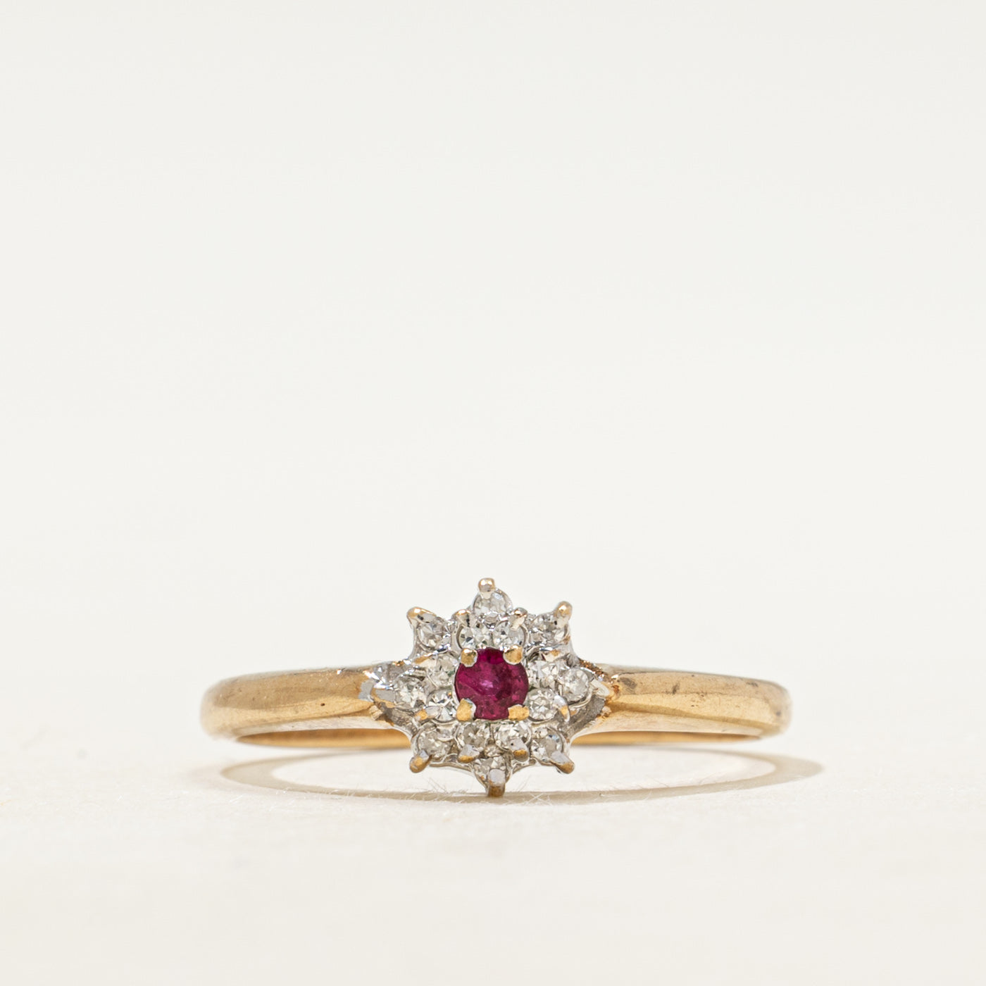 Ruby & Diamond Petal Cluster Ring | SZ 7