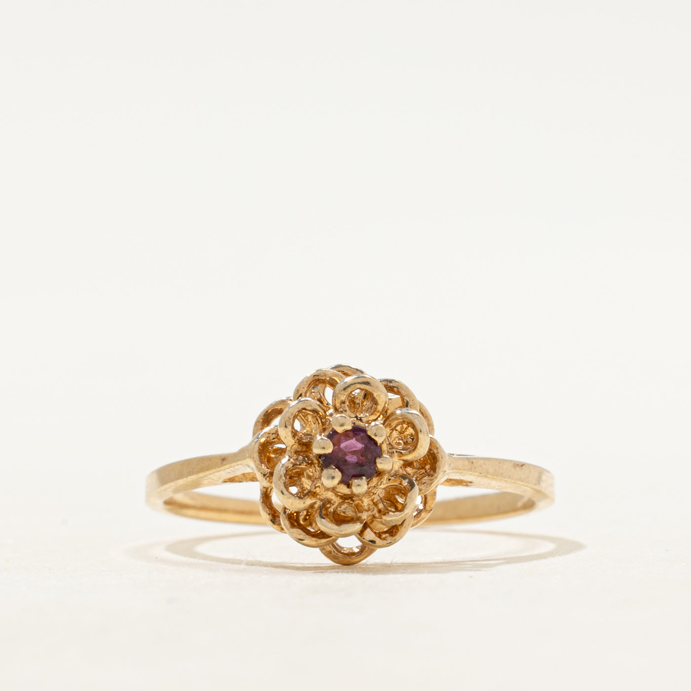Ruby Textured Flower Ring | SZ 7