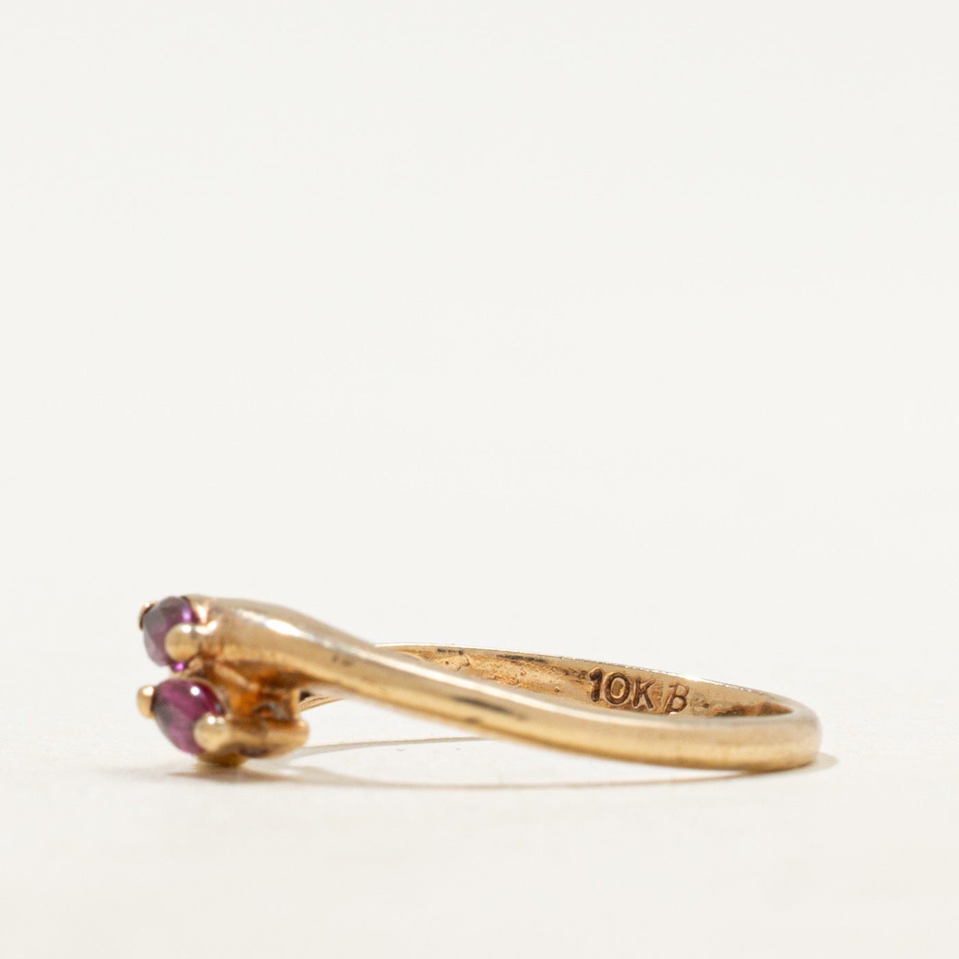 Two Stone Ruby & Diamond Petite Bypass Ring | SZ 4.5