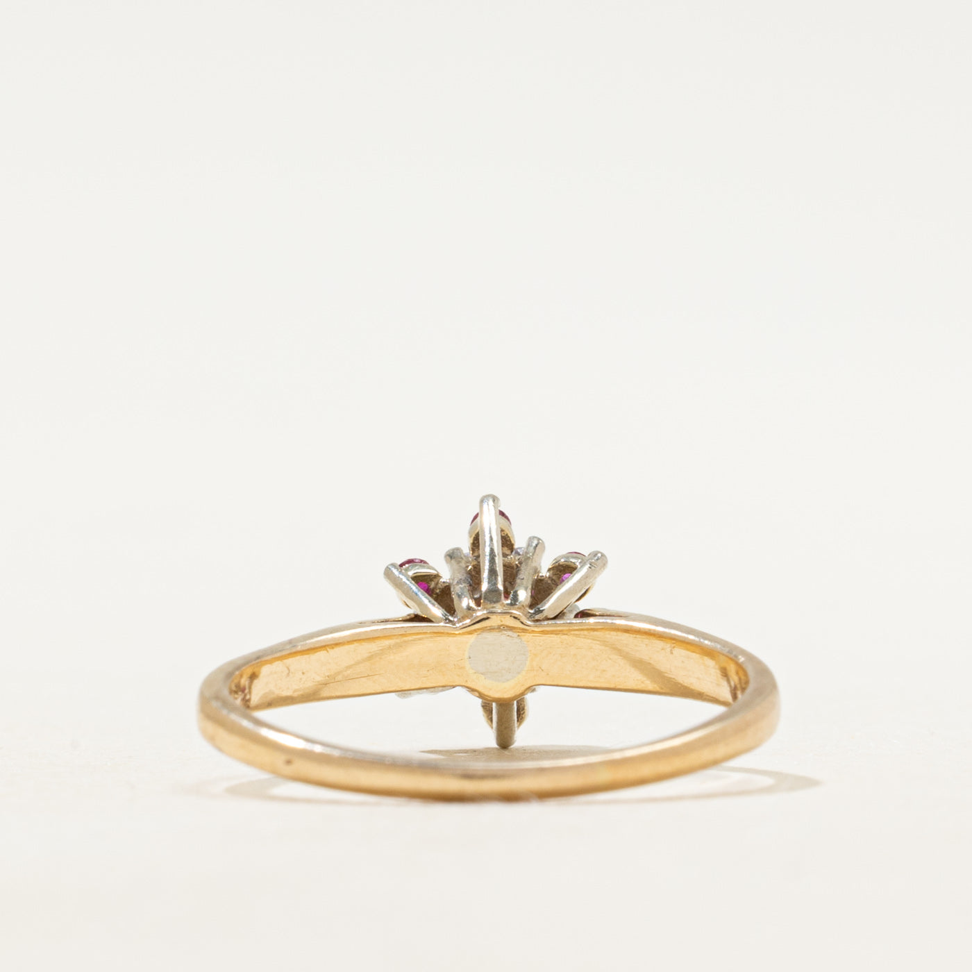 Synthetic Ruby & Natural Diamond Petal Cluster Ring | SZ 5.75