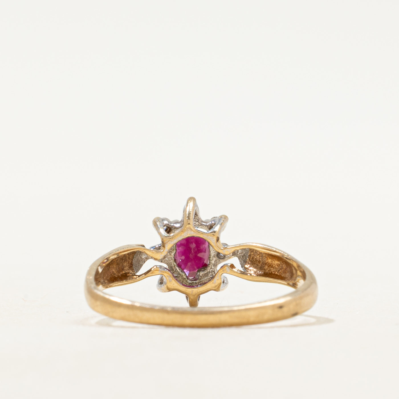 Oval Cut Ruby & Diamond Petal Ring | SZ 5.5