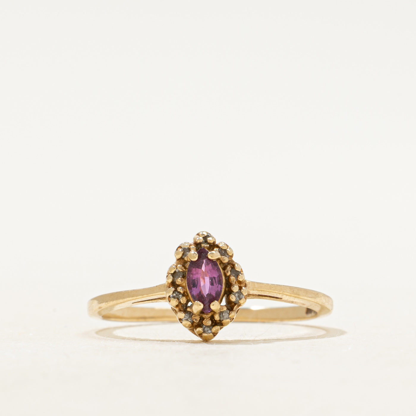 Marquise Cut Ruby & Diamond Halo Ring | SZ 6