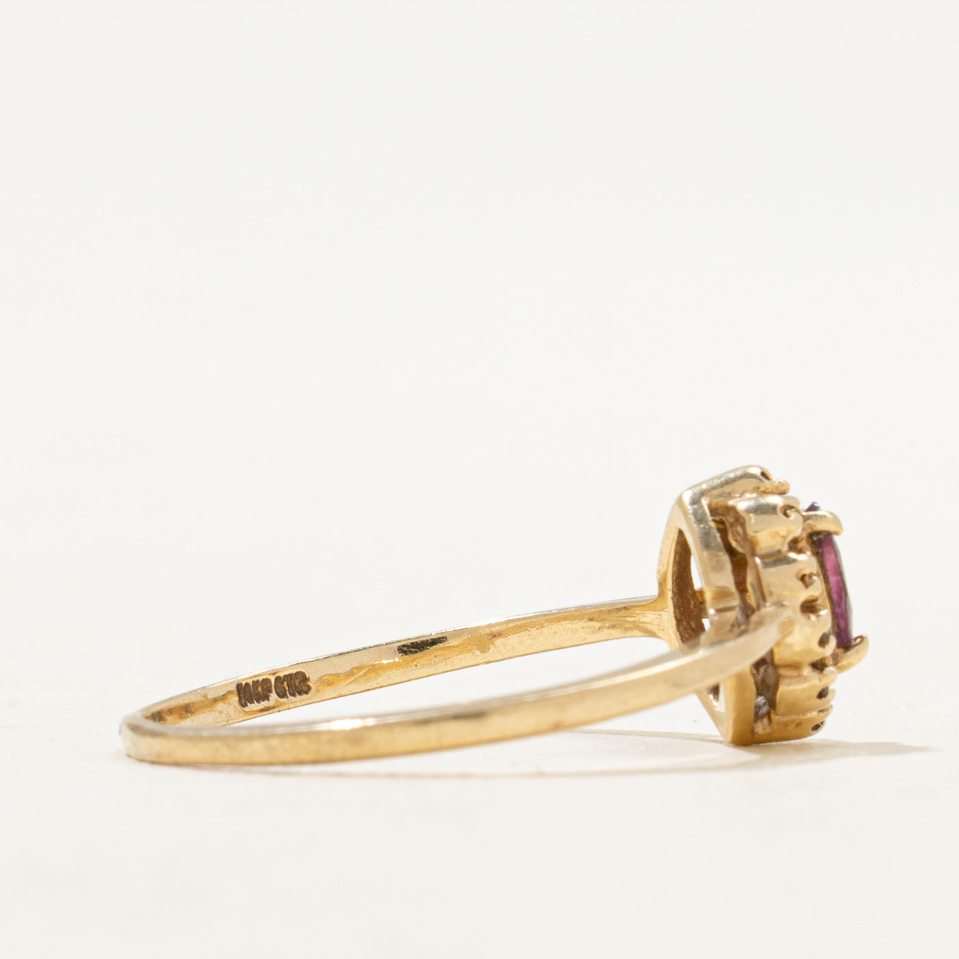 Marquise Cut Ruby & Diamond Halo Ring | SZ 6