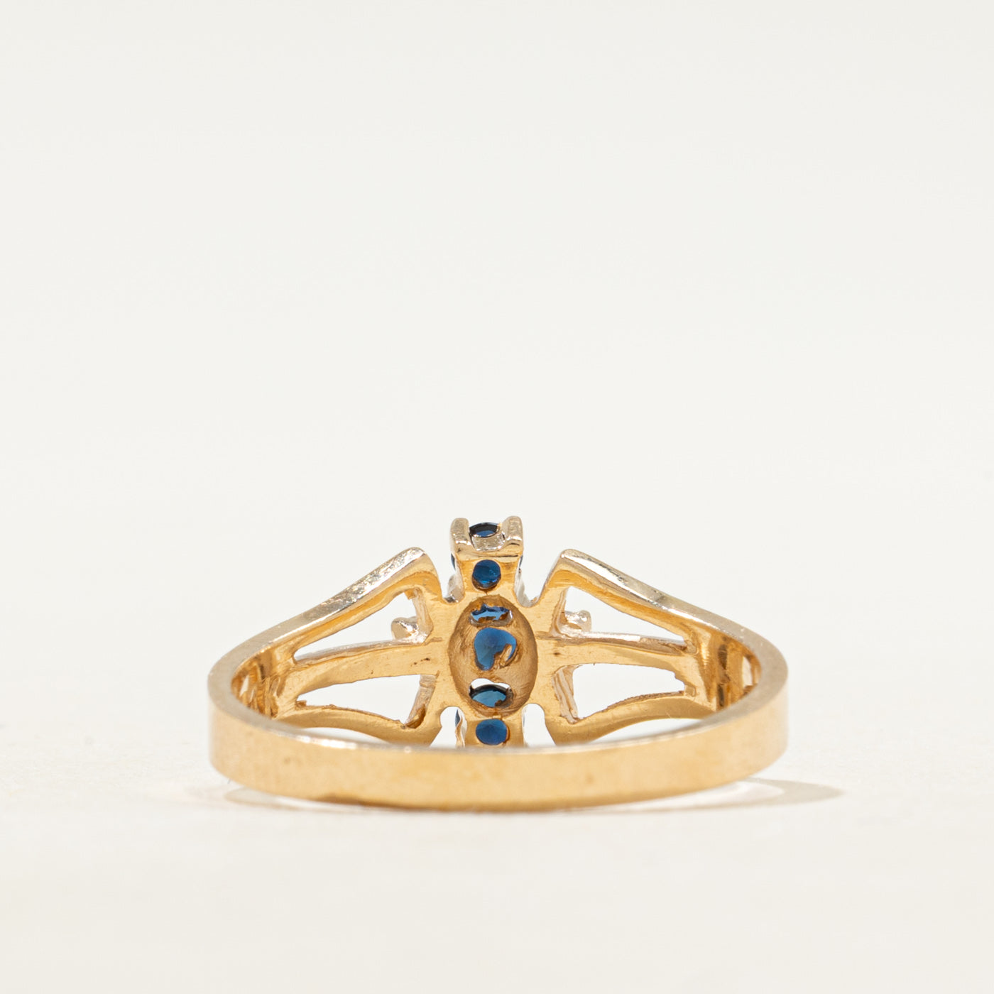 Sapphire & Diamond Column Open Shank Ring | SZ 7