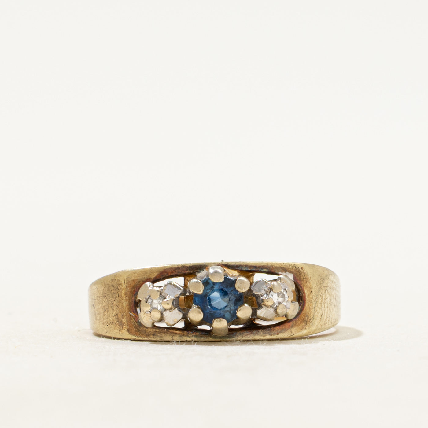 Three Stone Sapphire & Diamond Ring | SZ 4.75