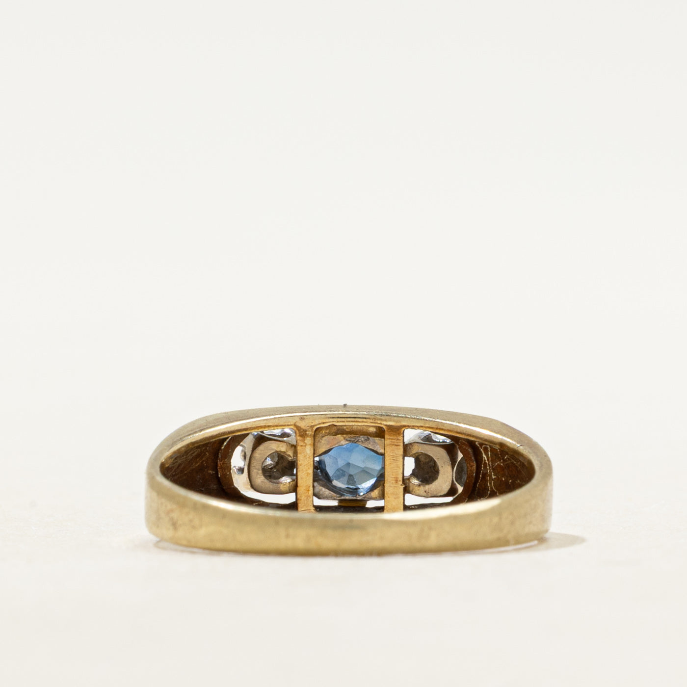 Three Stone Sapphire & Diamond Ring | SZ 4.75