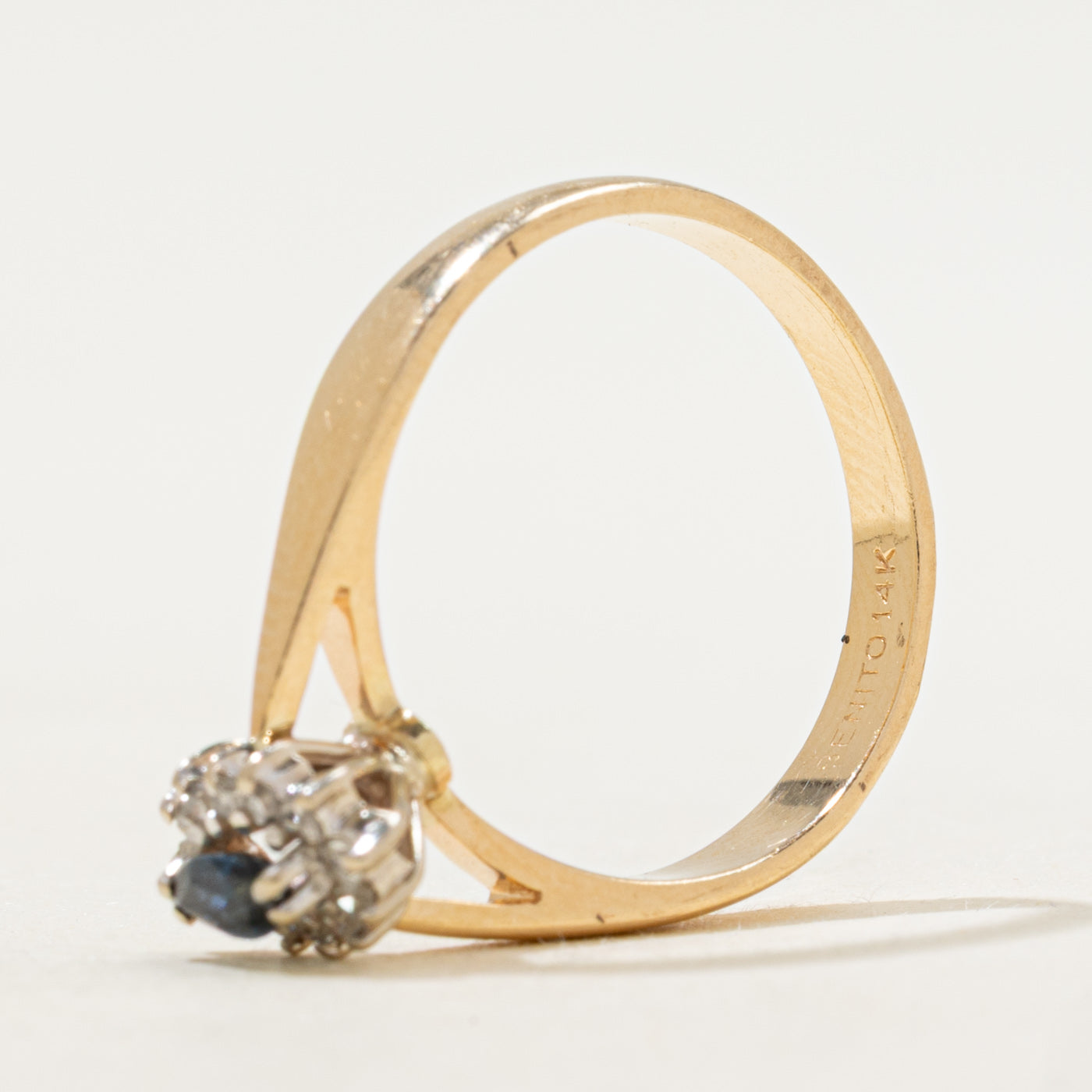 Marquise Cut Sapphire & Diamond Petal Halo Ring | SZ 6.25