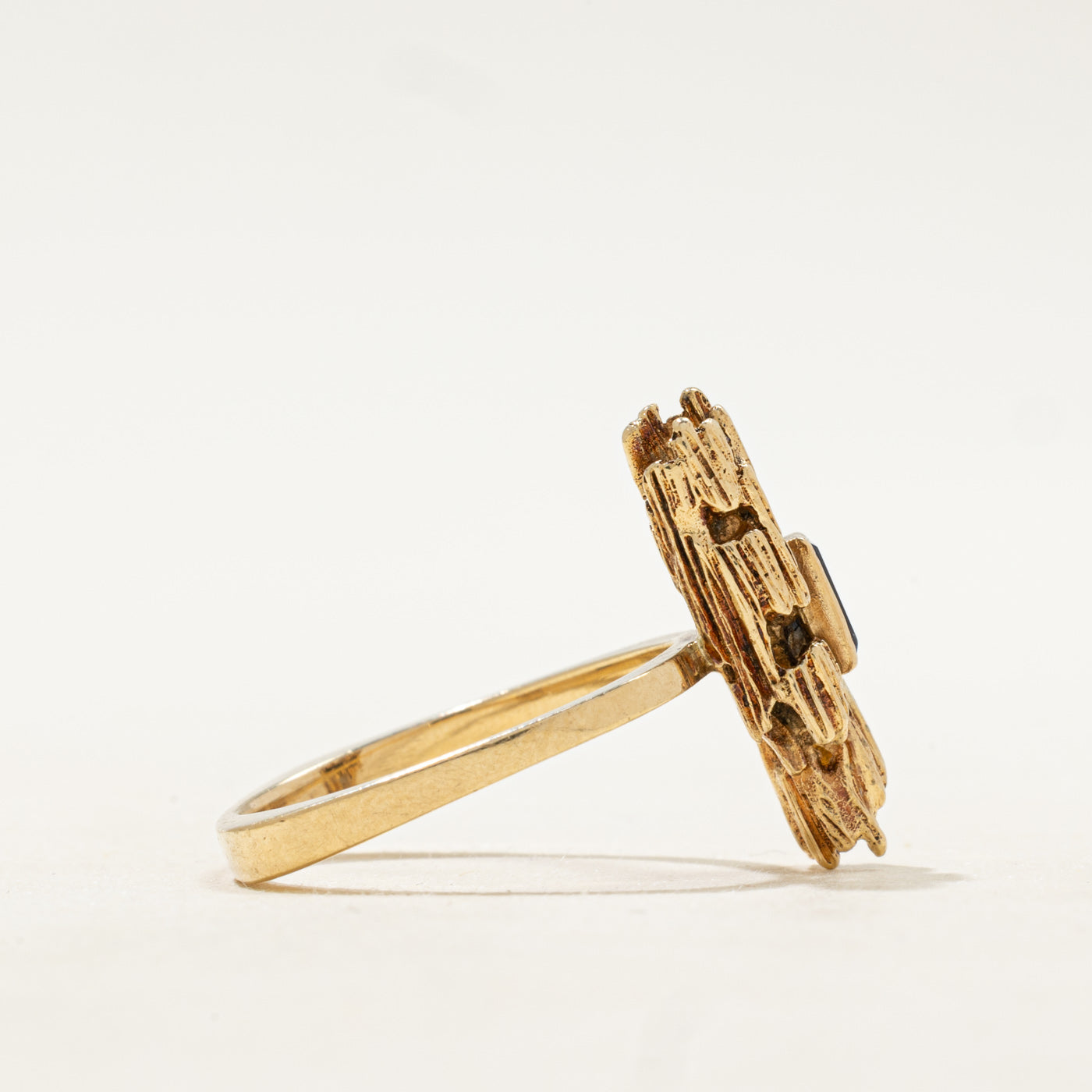 Bezel Set Synthetic Sapphire Textured Cocktail Ring | SZ 7.5