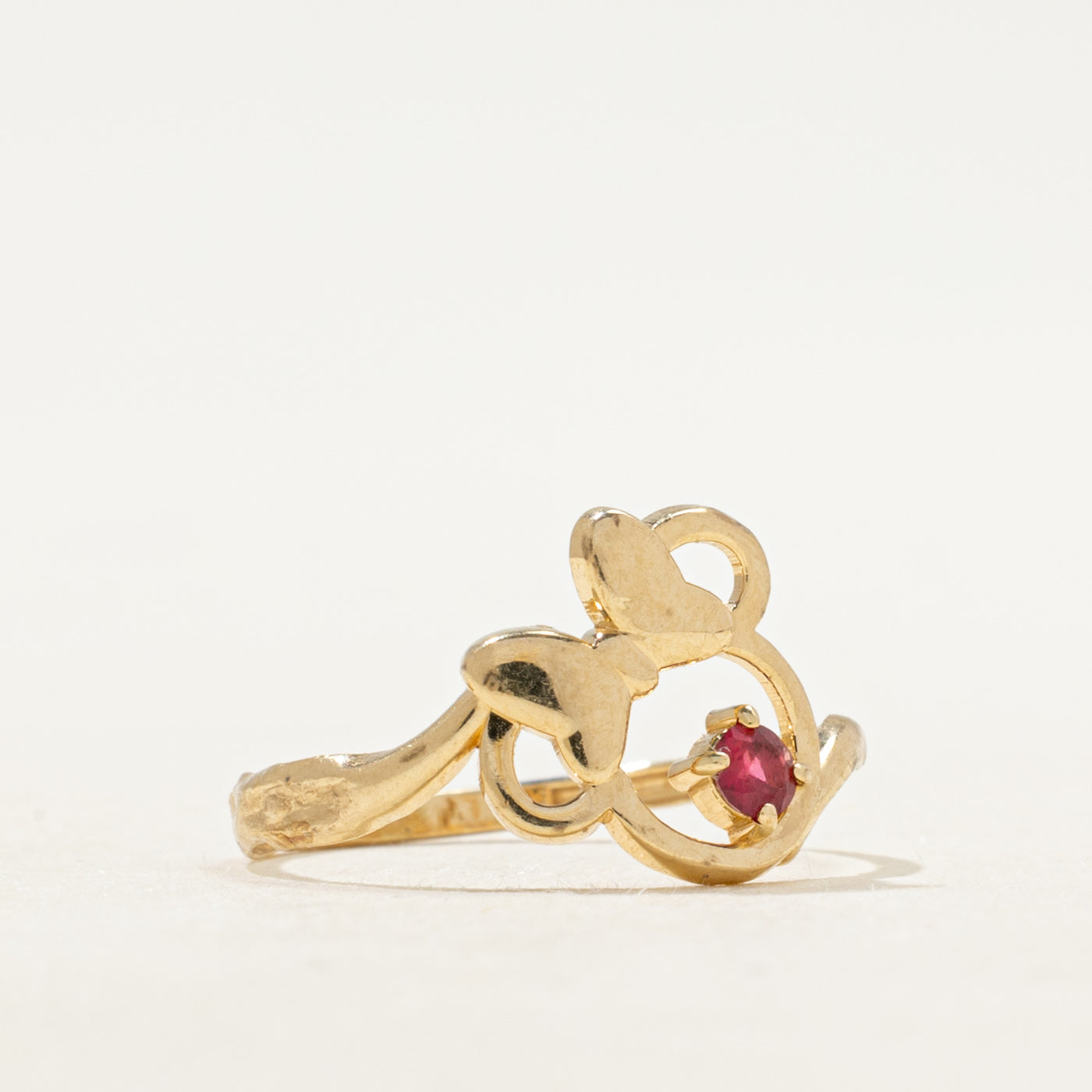 'Disney' Glass Filled Ruby Minnie Mouse Ring | SZ 4.25