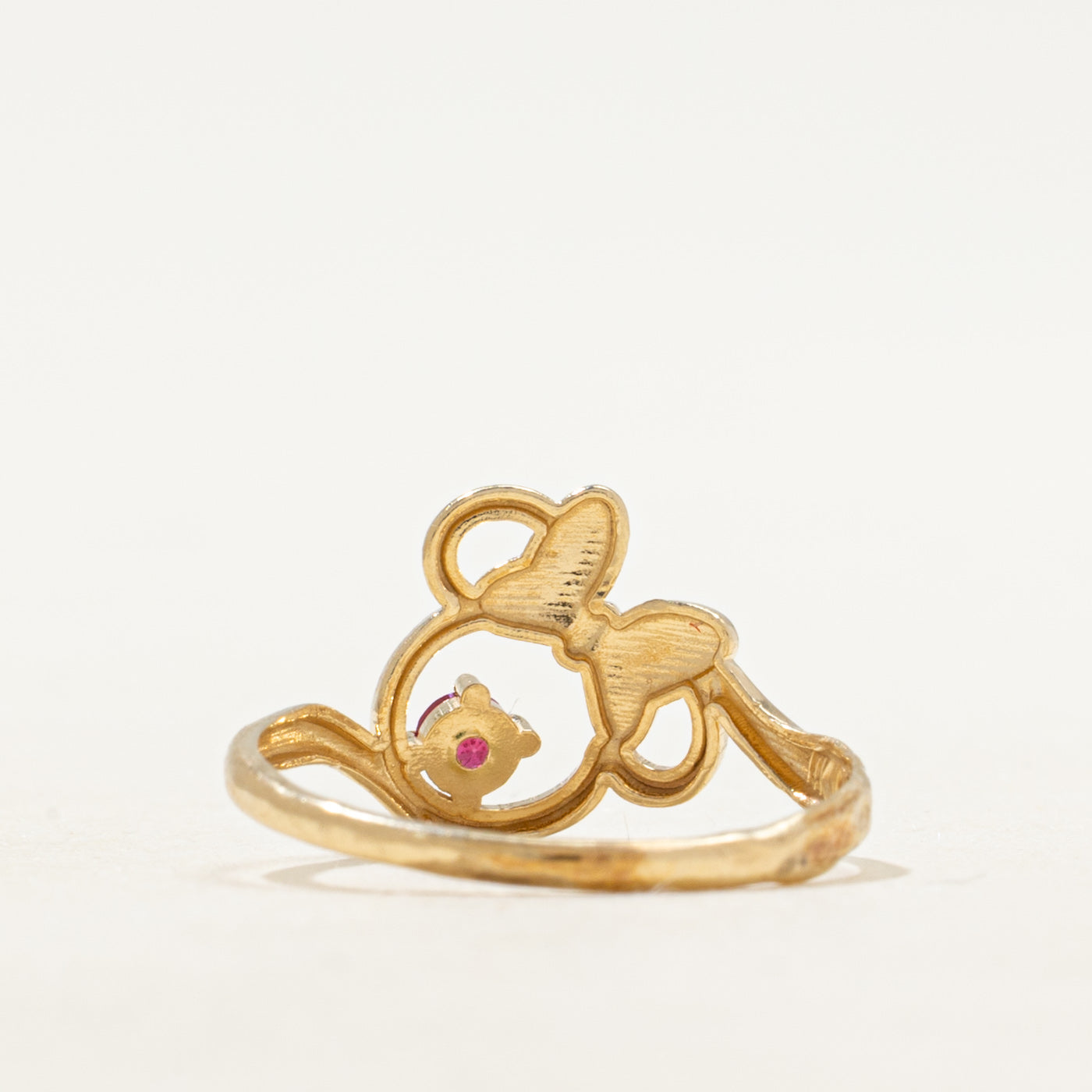 'Disney' Glass Filled Ruby Minnie Mouse Ring | SZ 4.25