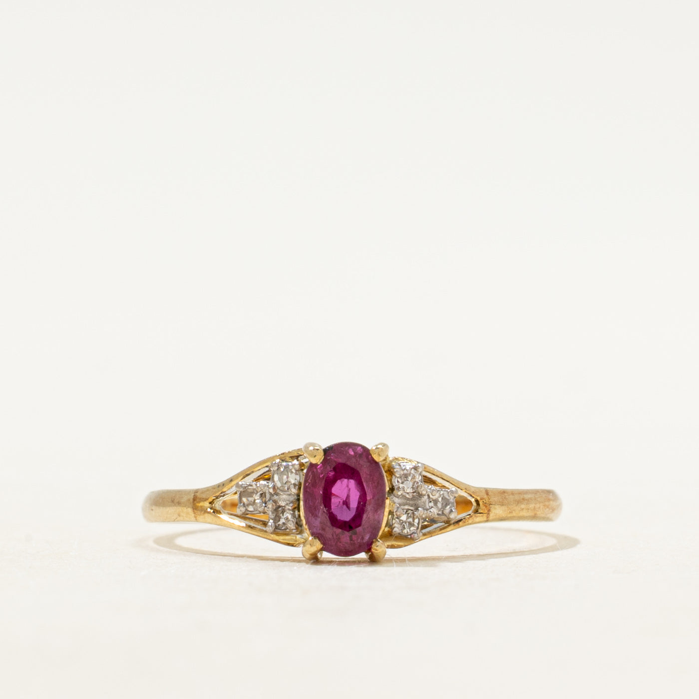 Oval Cut Ruby & Diamond Accented Ring | SZ 6.75