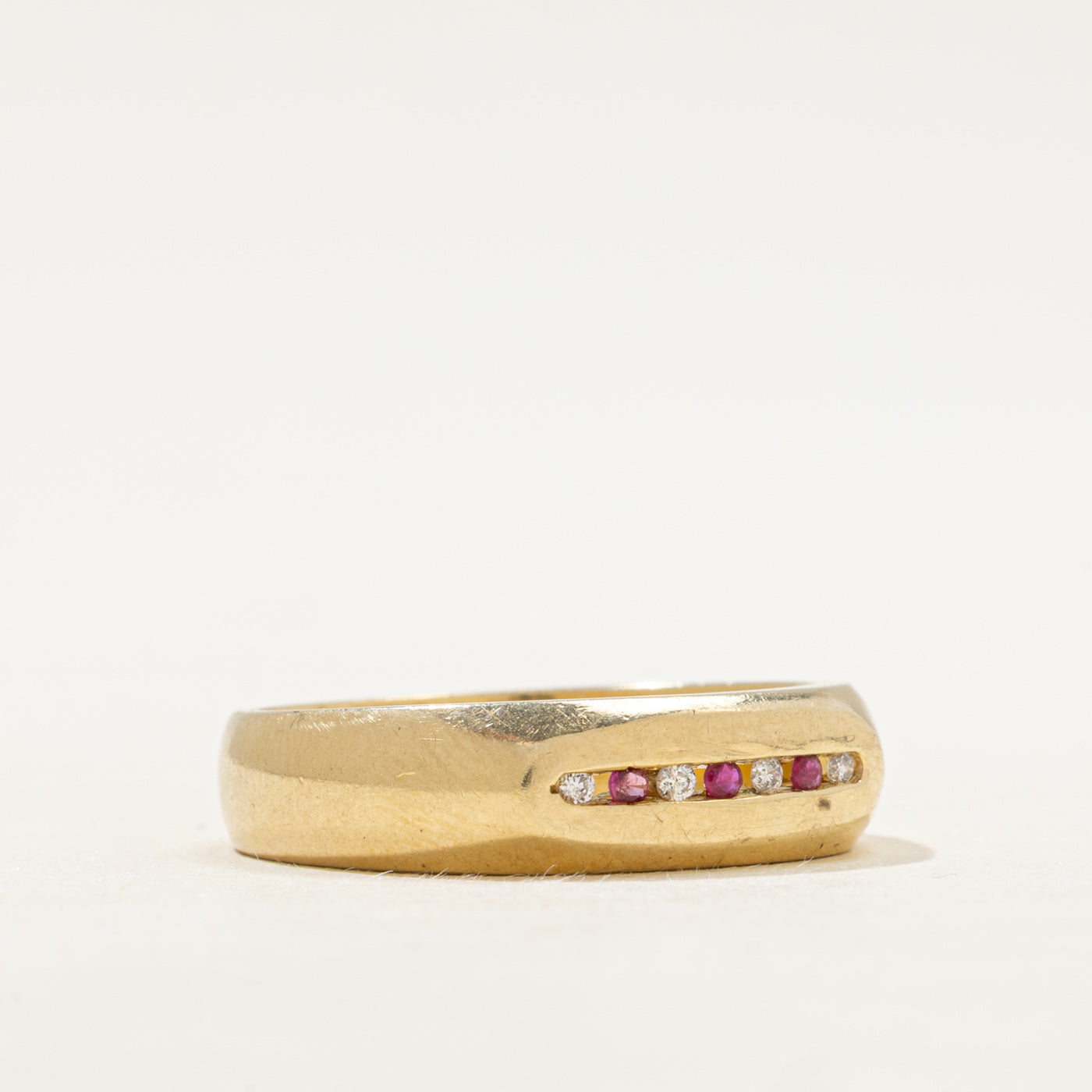 Channel Set Seven Stone Ruby & Diamond Band | SZ 9.5