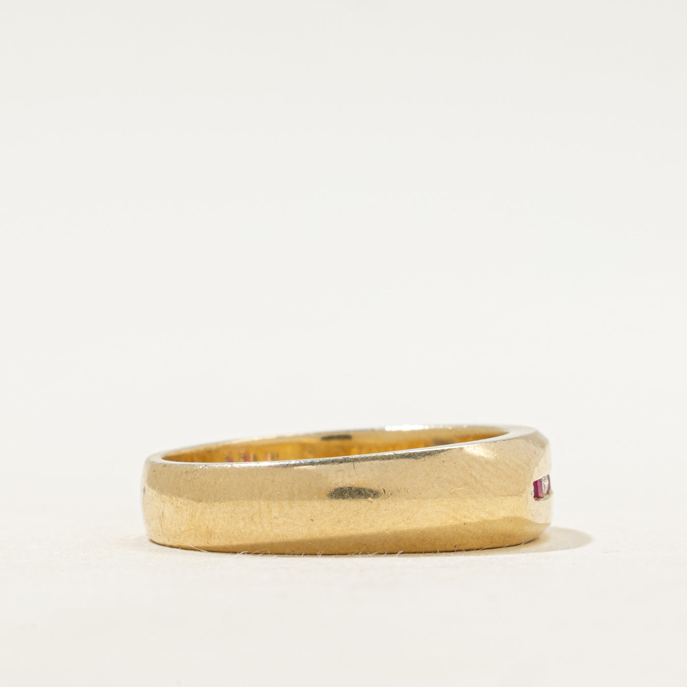 Channel Set Seven Stone Ruby & Diamond Band | SZ 9.5