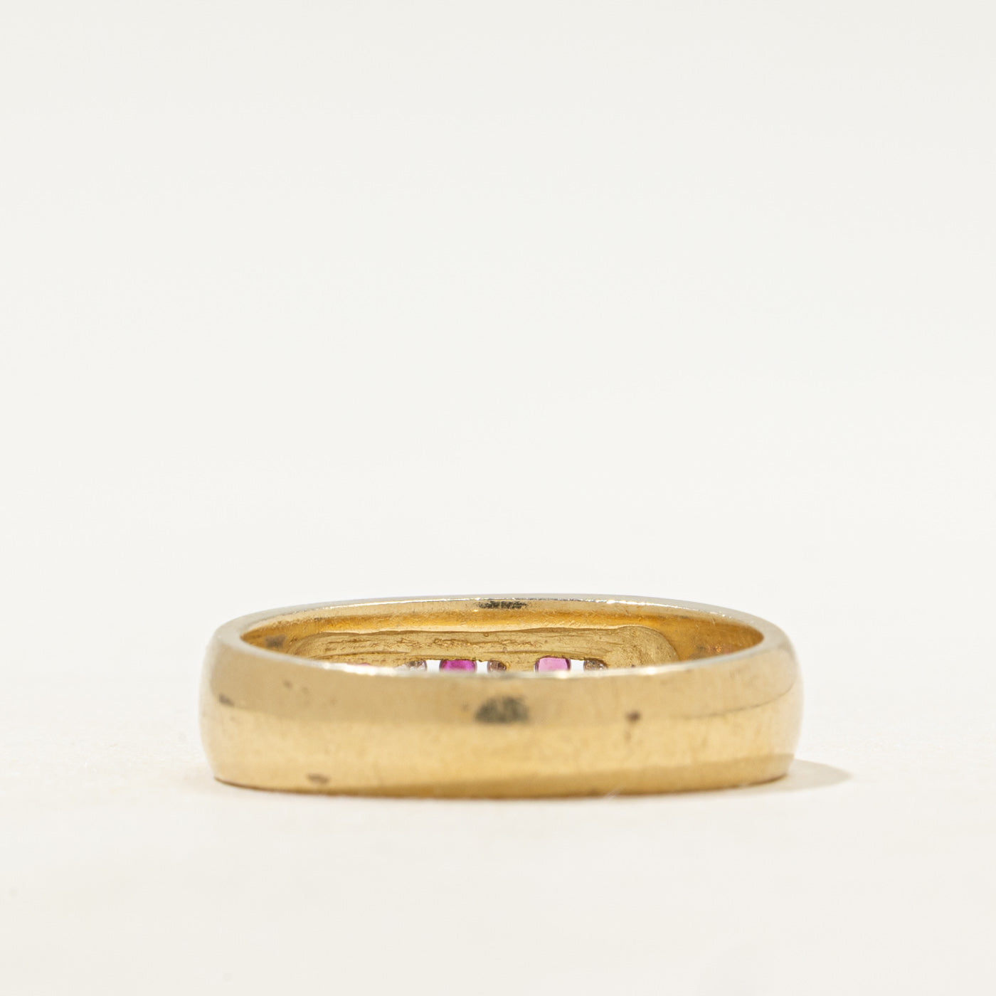 Channel Set Seven Stone Ruby & Diamond Band | SZ 9.5