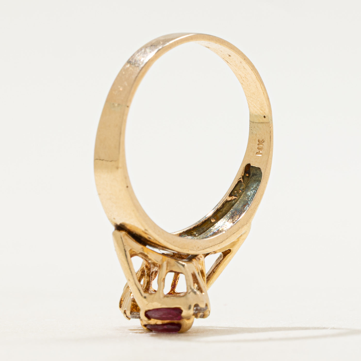 Marquise Cut Ruby & Diamond Waterfall Ring | SZ 7.25