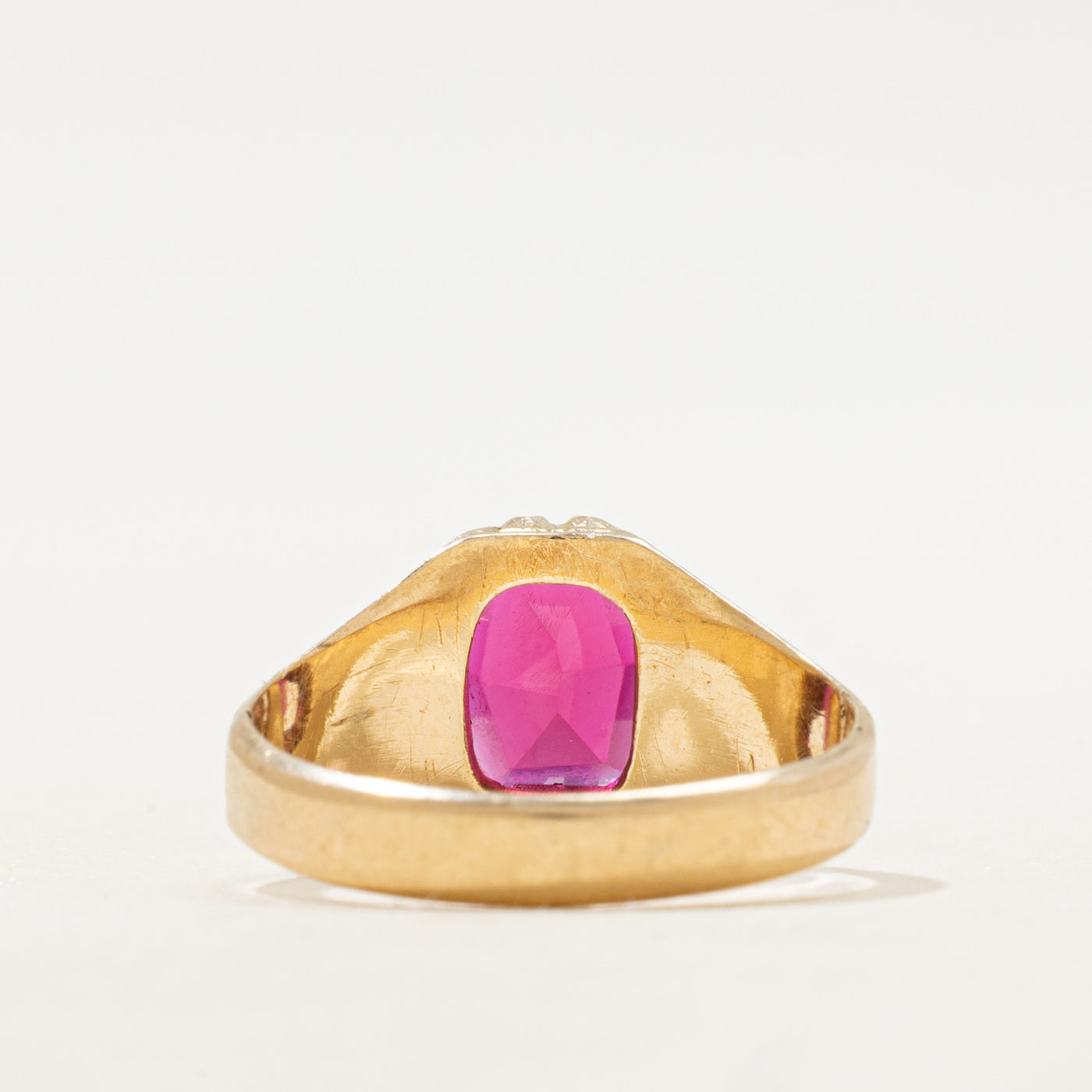 Synthetic Ruby Engraved Ring | SZ 9
