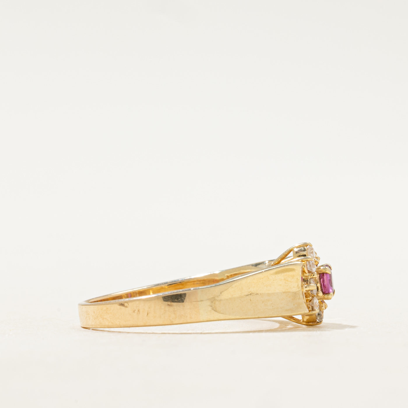 Ruby & Diamond Petal Halo Ring | SZ 7.5