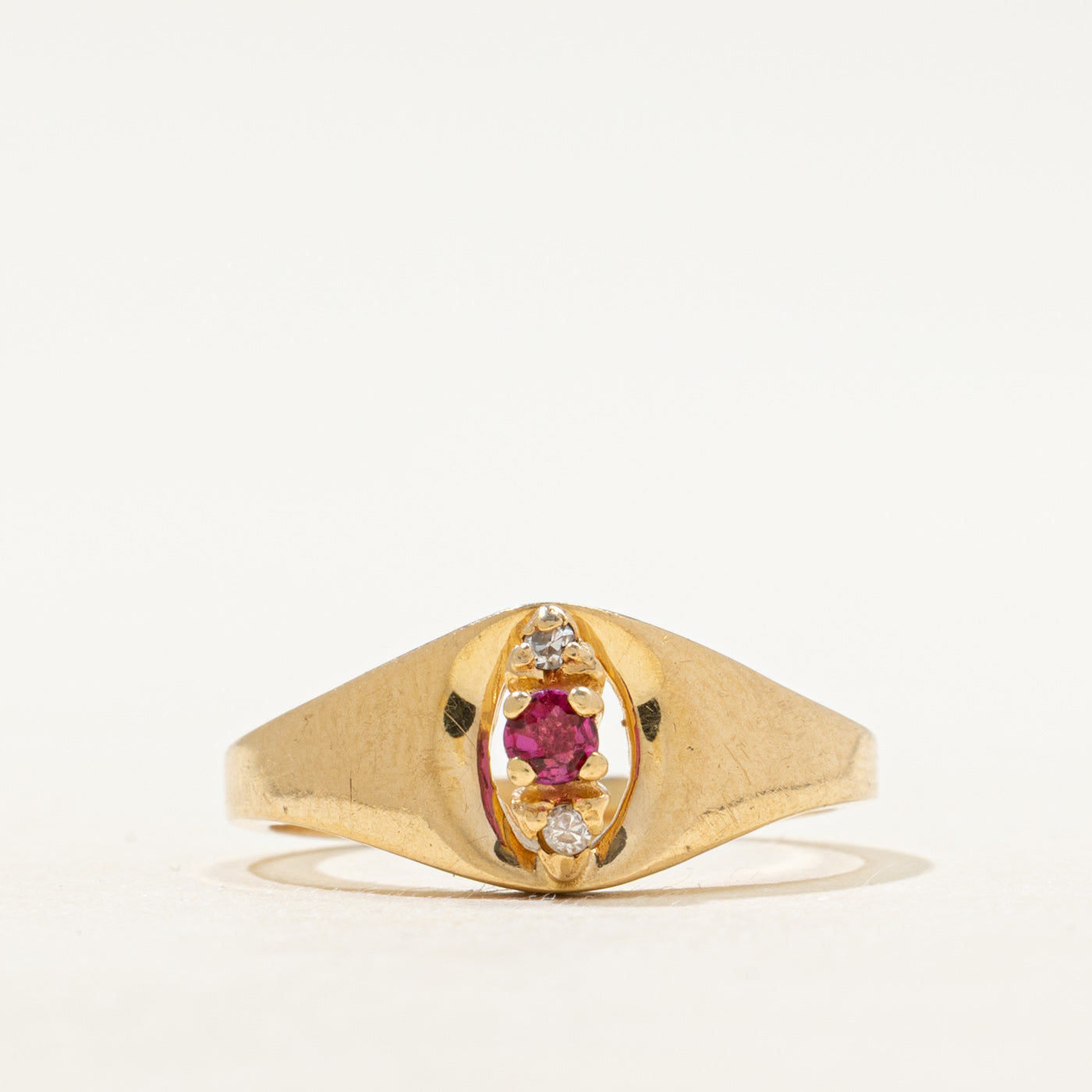 Ruby & Diamond Column Openwork Ring | SZ 7