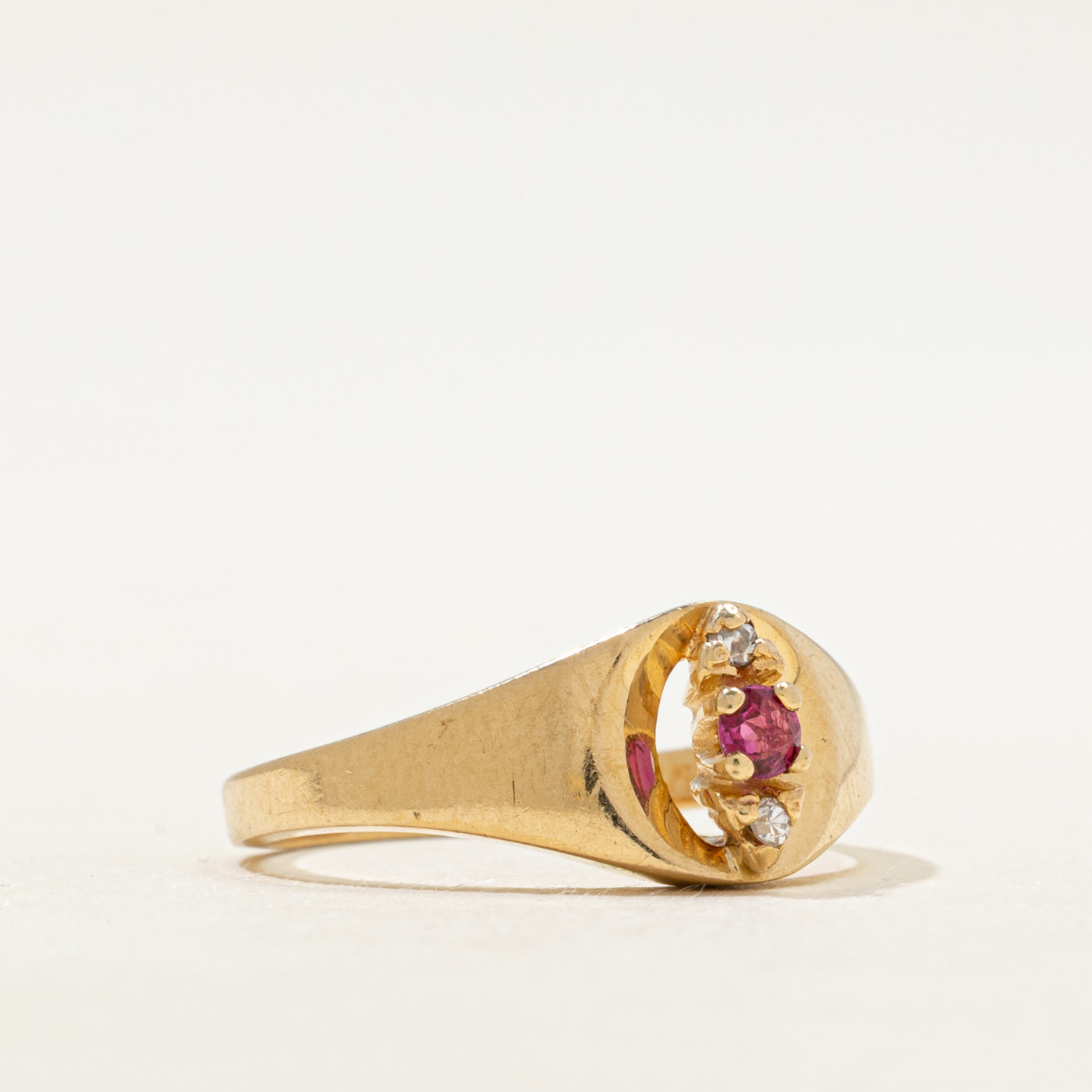 Ruby & Diamond Column Openwork Ring | SZ 7