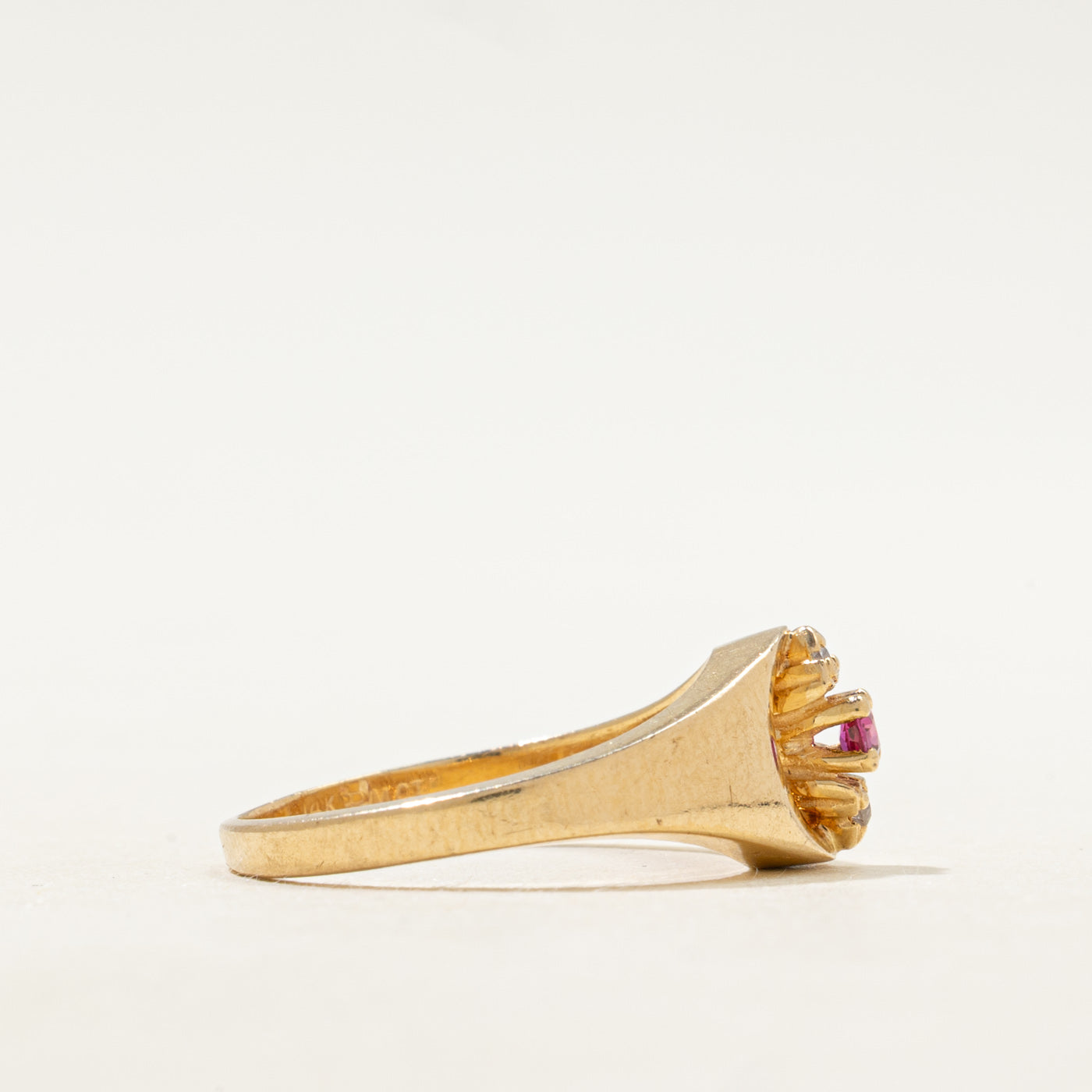 Ruby & Diamond Column Openwork Ring | SZ 7