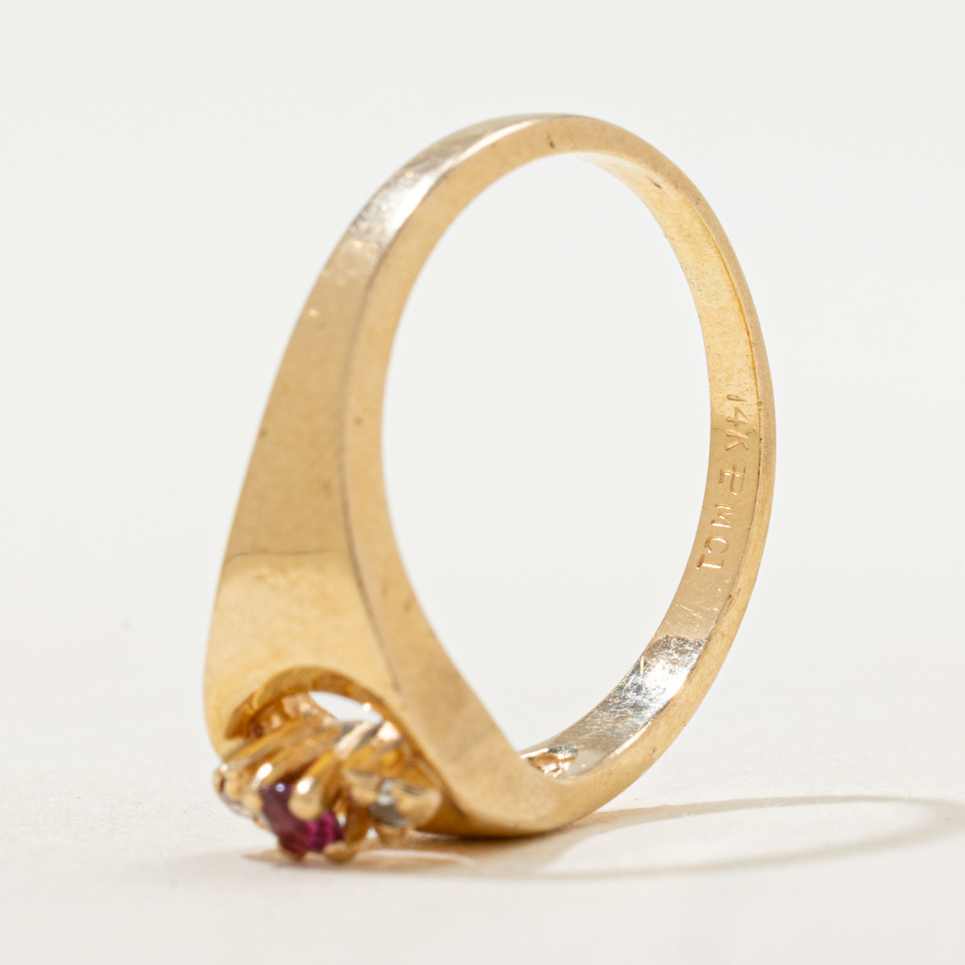Ruby & Diamond Column Openwork Ring | SZ 7