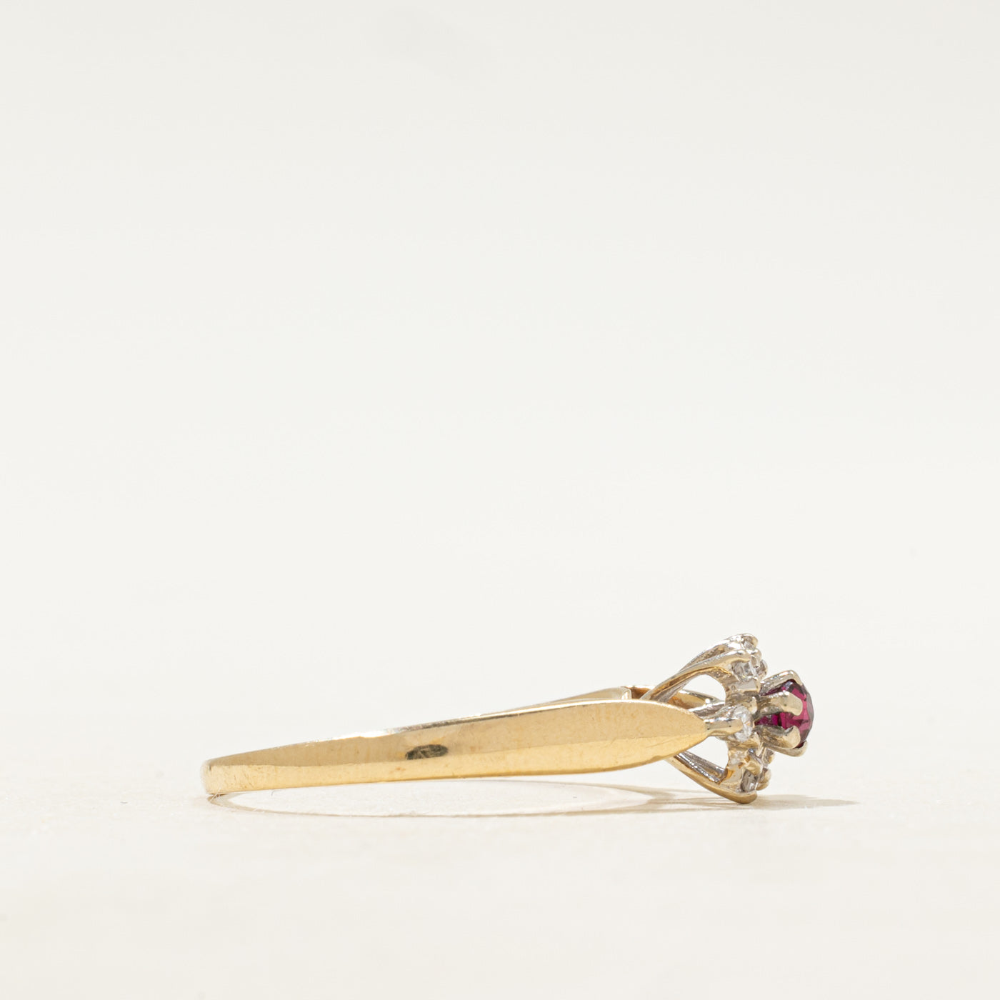 Ruby & Diamond Petal Halo Ring | SZ 6.25