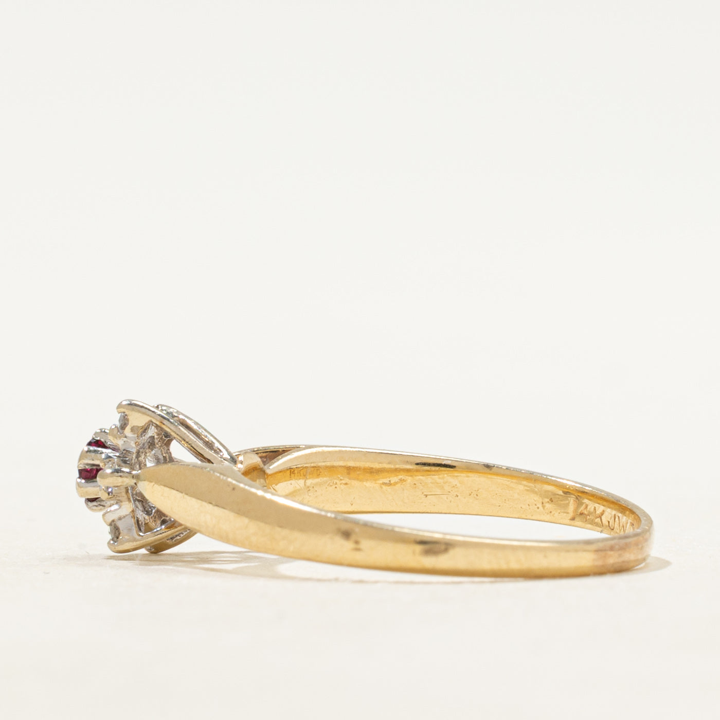 Ruby & Diamond Petal Halo Ring | SZ 6.25