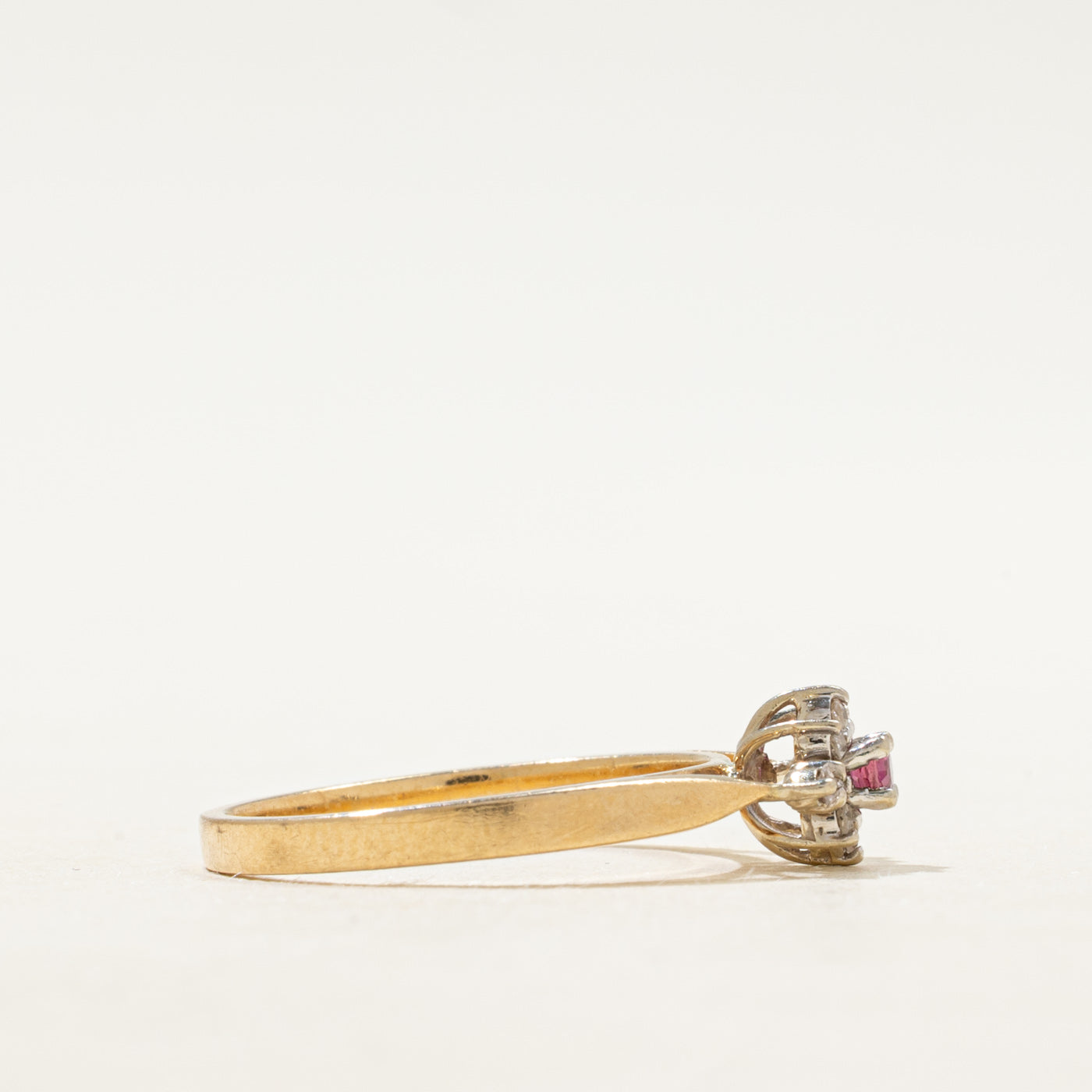 Ruby & Diamond Petal Halo Ring | SZ 6