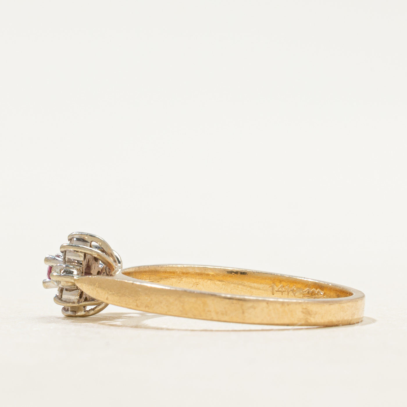 Ruby & Diamond Petal Halo Ring | SZ 6
