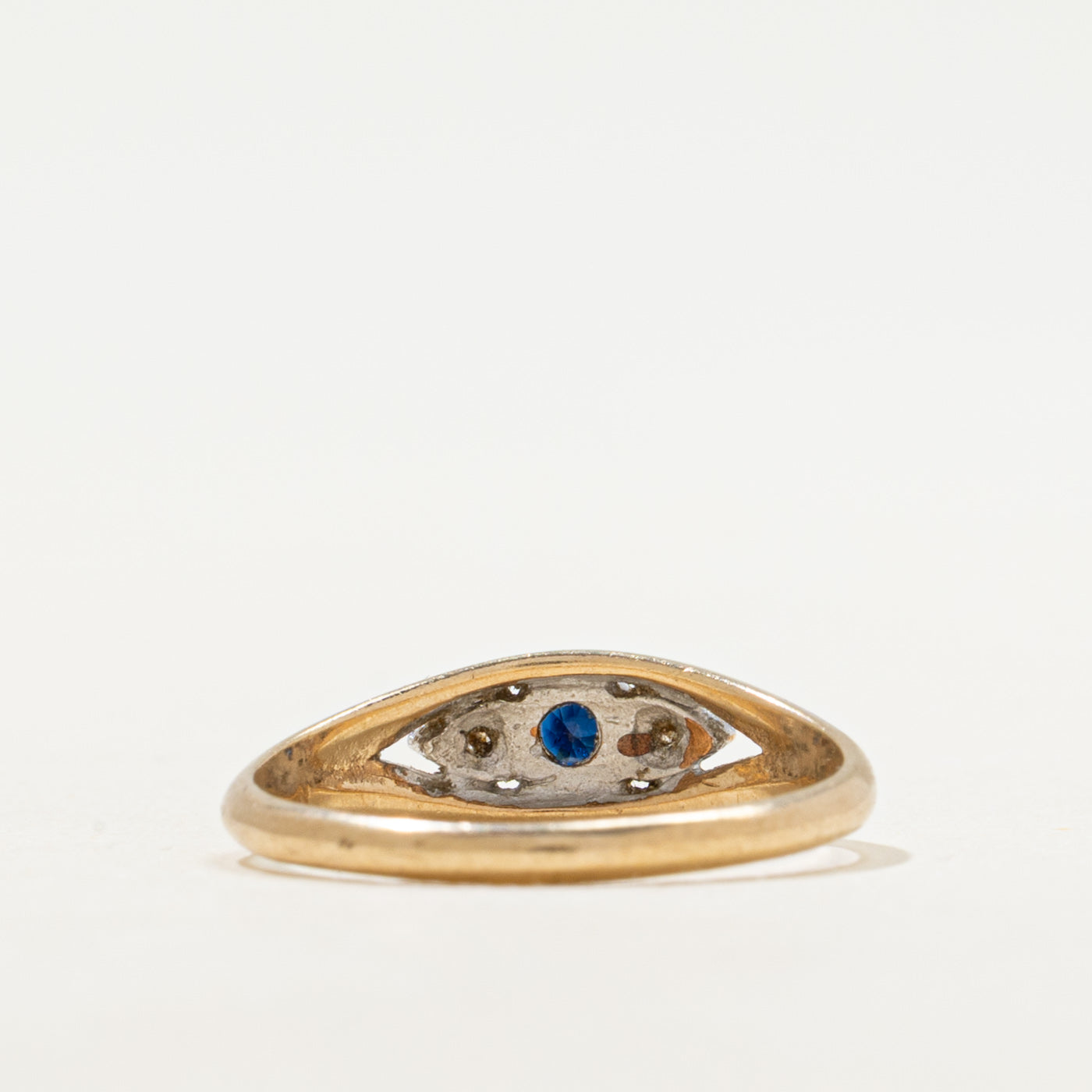 Sapphire & Diamond Openwork Tapered Ring | SZ 5.25