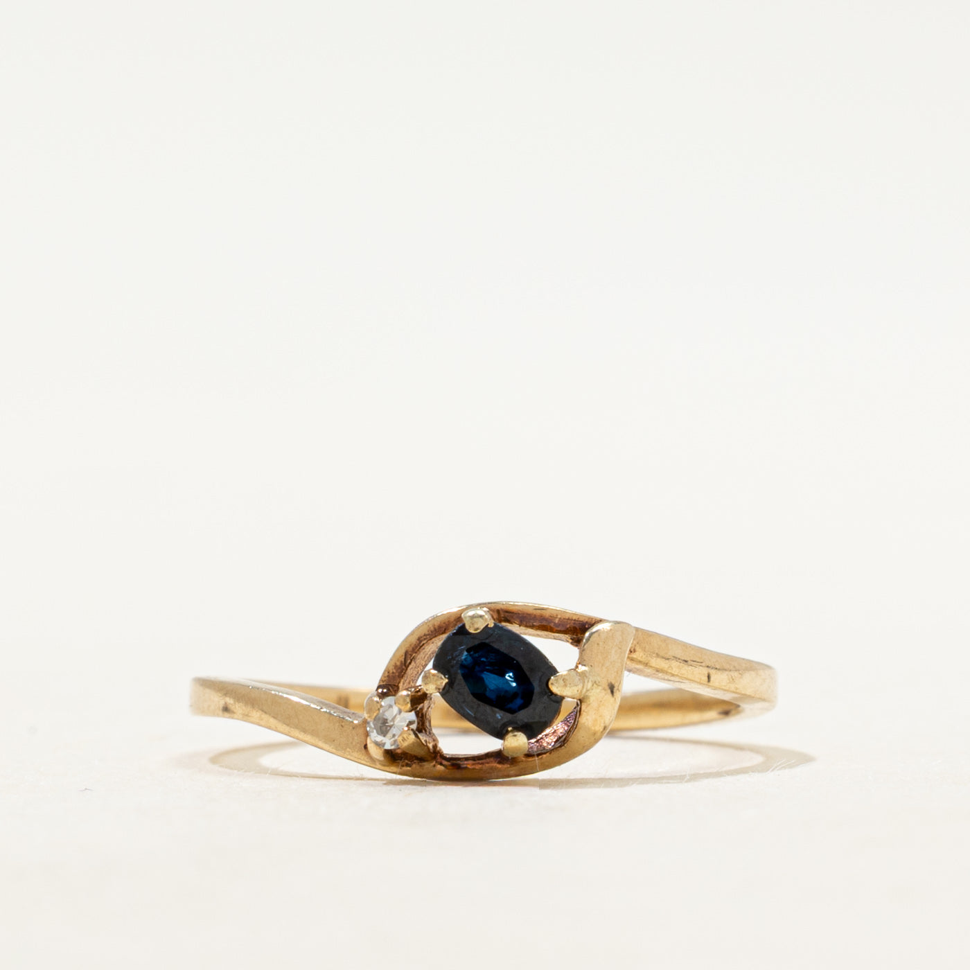 Sapphire & Diamond Open Bypass Ring | SZ 5.75