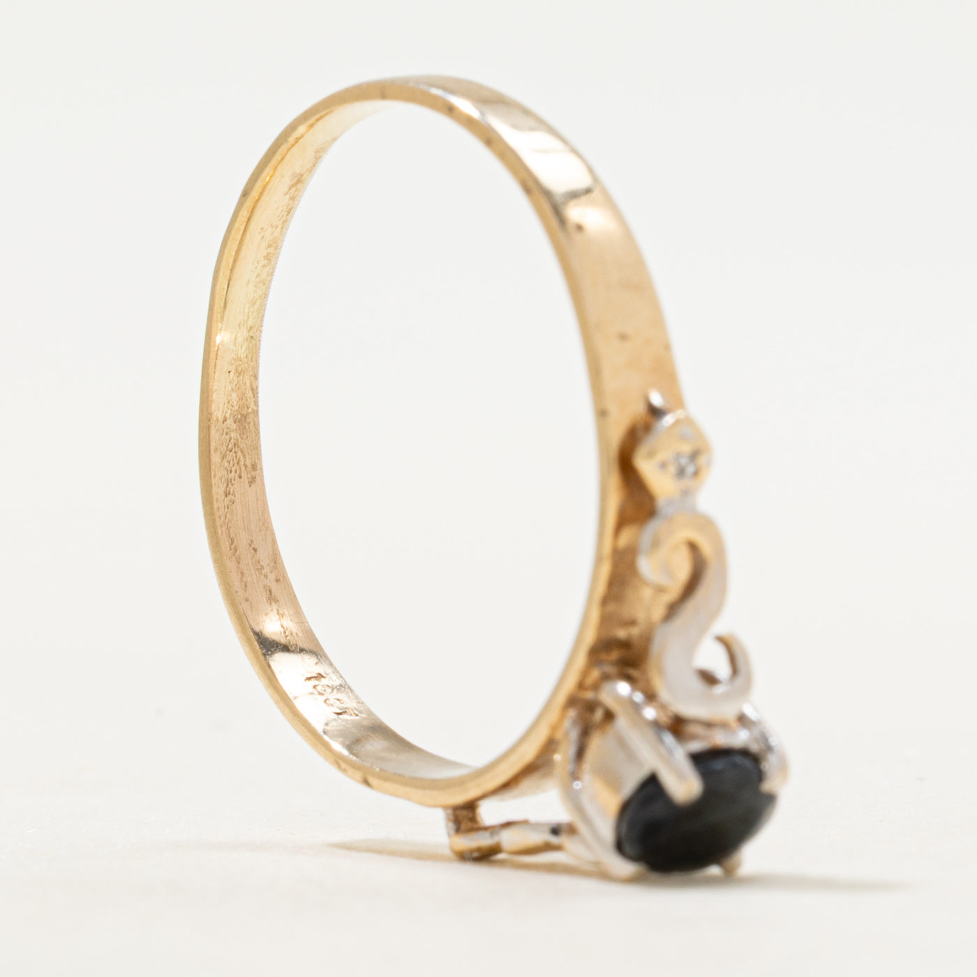 Sapphire & Diamond Scrollwork Ring | SZ 9.5