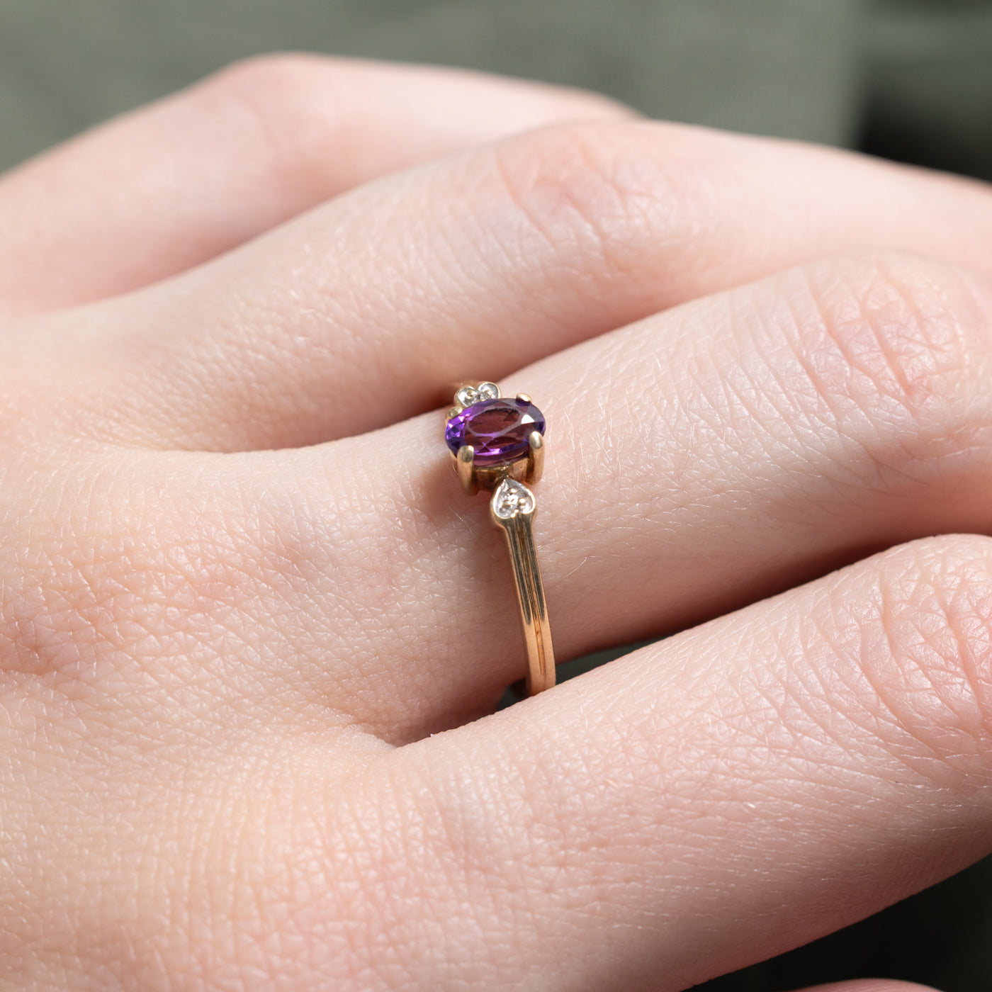 Amethyst & Diamond Heart Accent Ring | 0.34ct, 0.01ctw | SZ 7.5 |