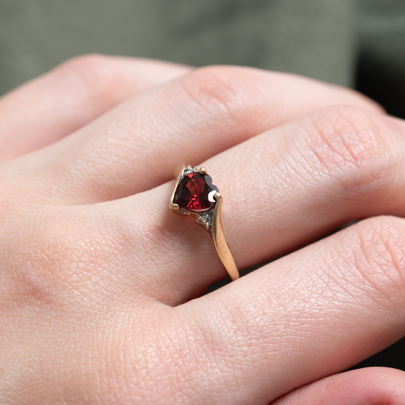 Heart Cut Garnet & Diamond Bypass Ring | 1.06ct, 0.004ctw | SZ 6.25 |
