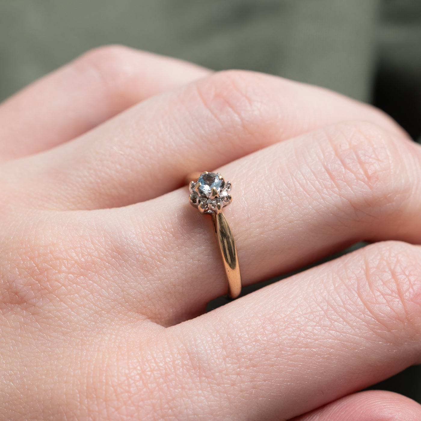 Aquamarine & Diamond Petal Ring | 0.08ct, 0.02ctw | SZ 6.25 |