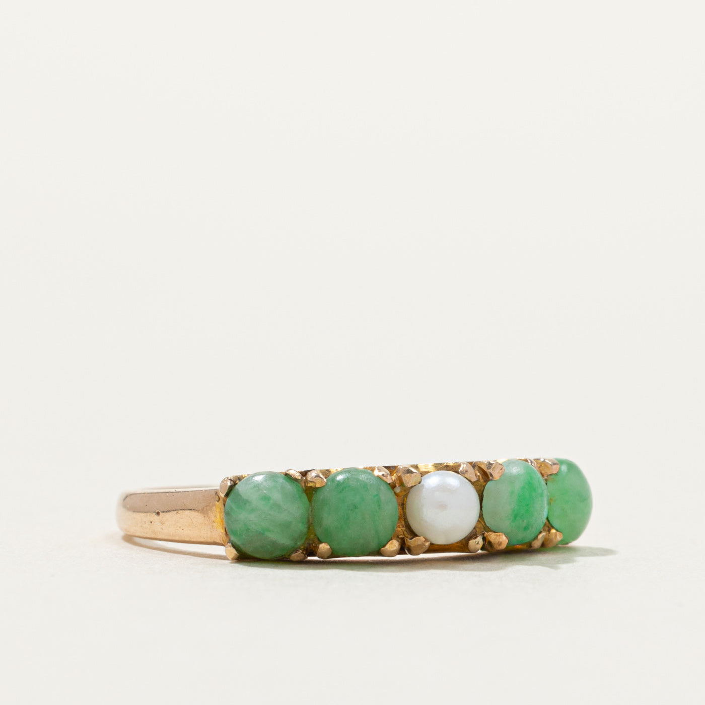 Five Stone Pearl & Jadeite Ring | 1.51mm | SZ 4.75