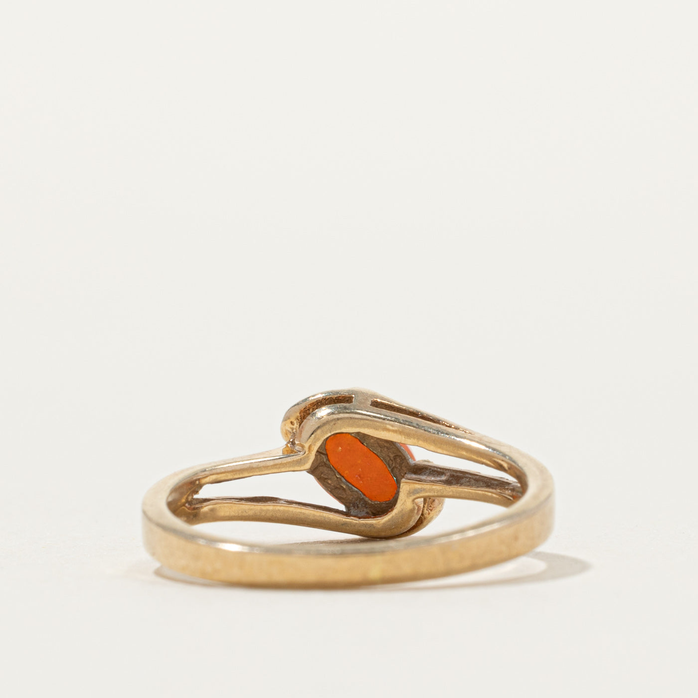 10k Solitaire Coral Bypass Ring | SZ 4.25