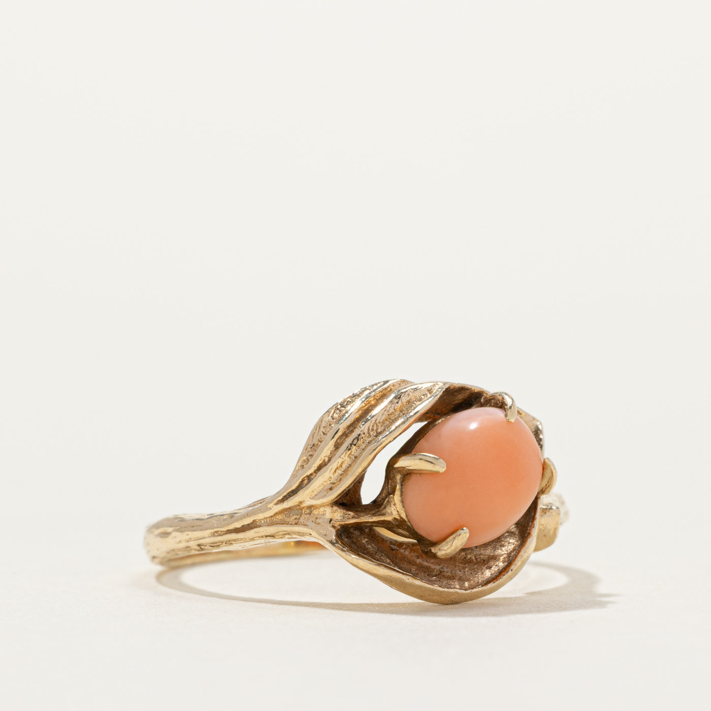10k Coral Leaf Design Ring | SZ 7.75