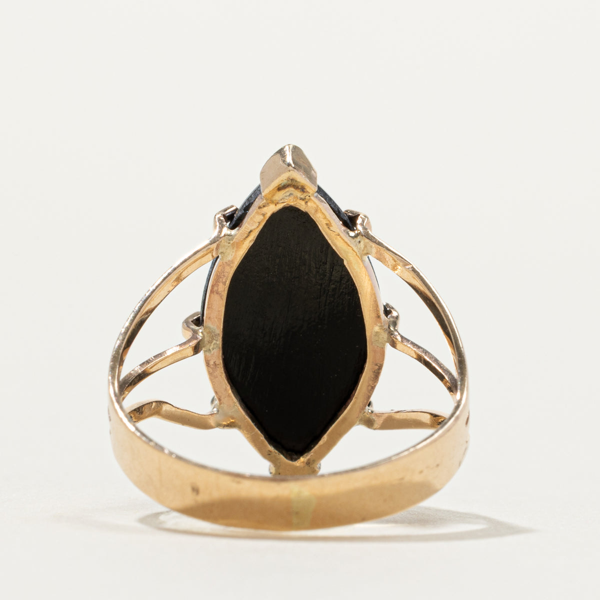 10k Marquise Cabochon Hematite Ring | SZ 5.25