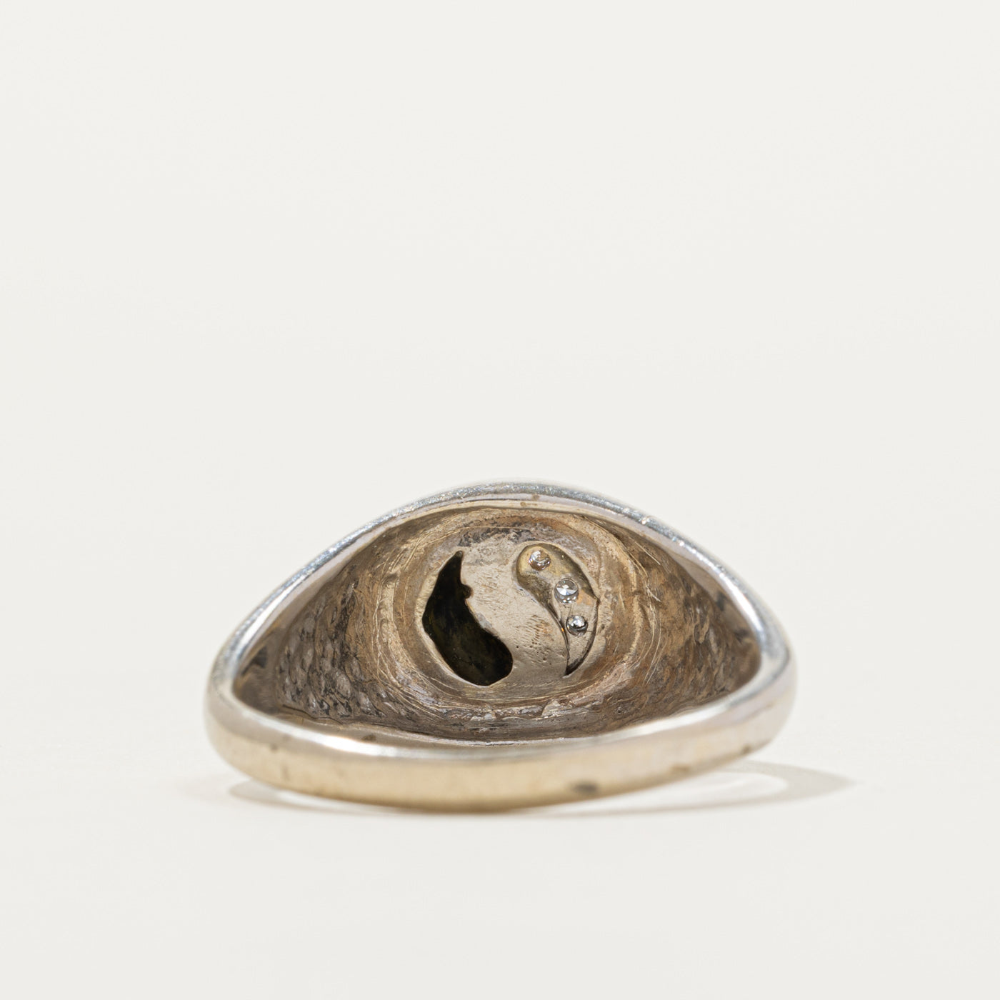 14k Onyx & Diamond Yin Yang Signet Ring | SZ 7.25