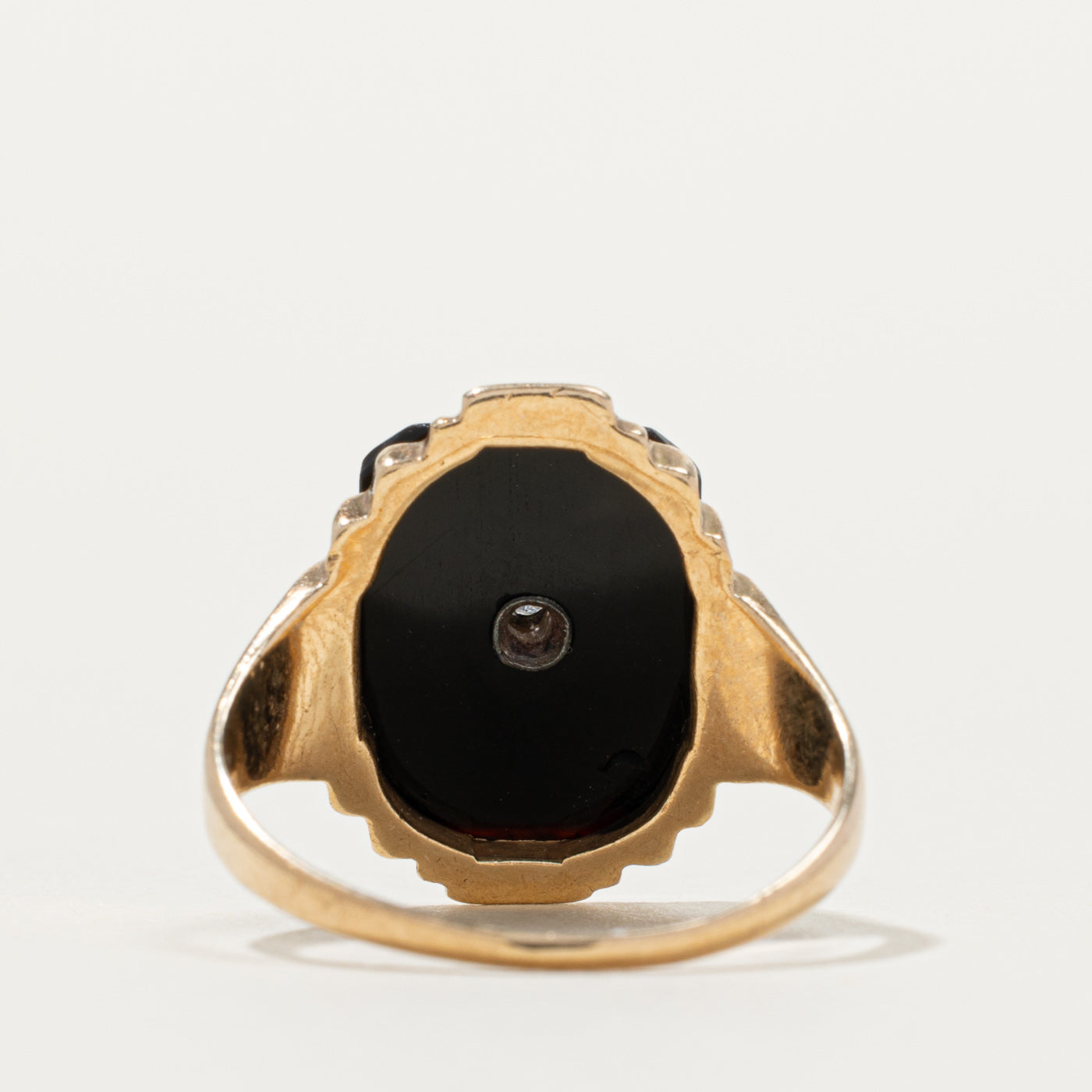 Vintage Canadian Onyx & White Sapphire Accented Ring | SZ 7