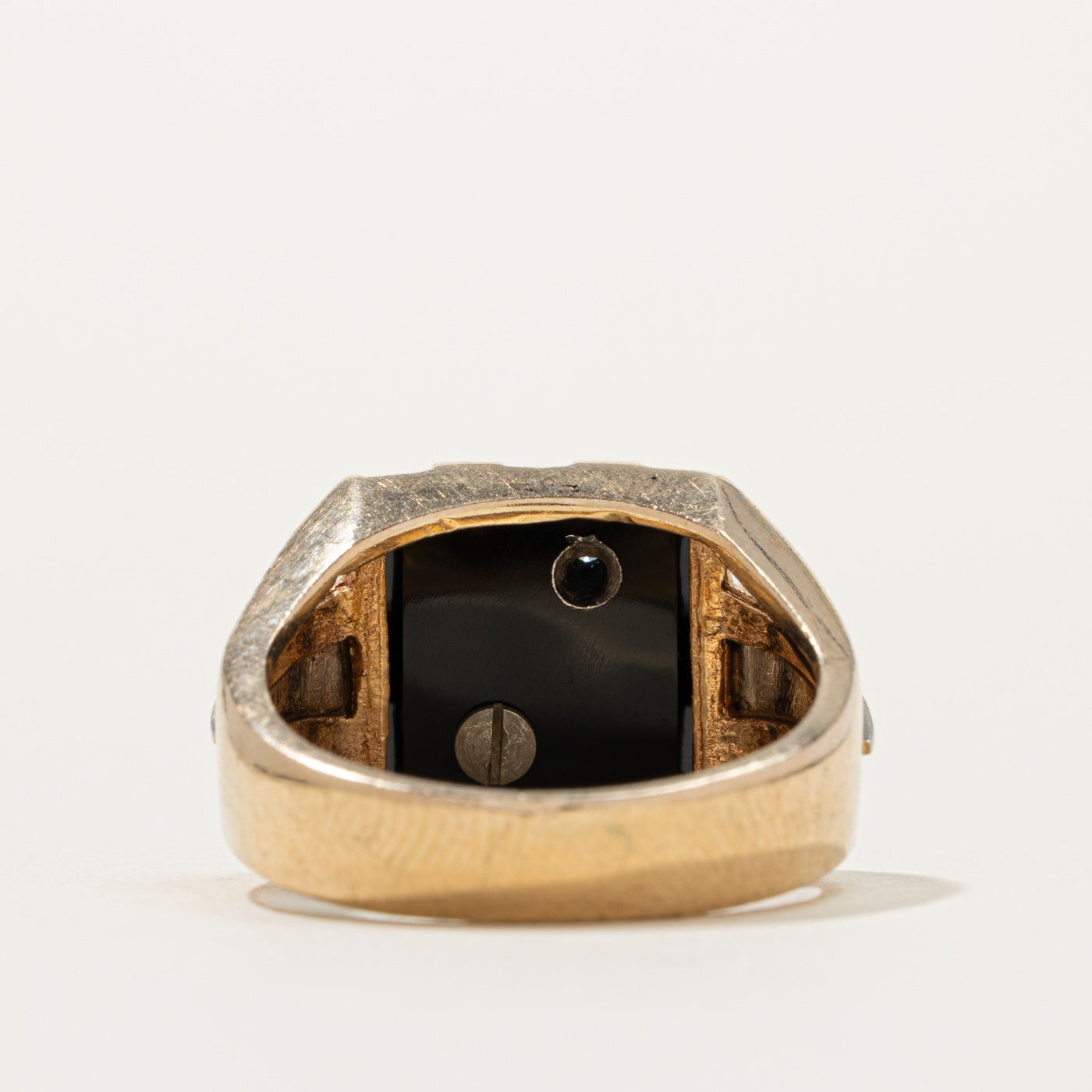 10k Onyx & Diamond "B" Initial Signet Ring | SZ 9