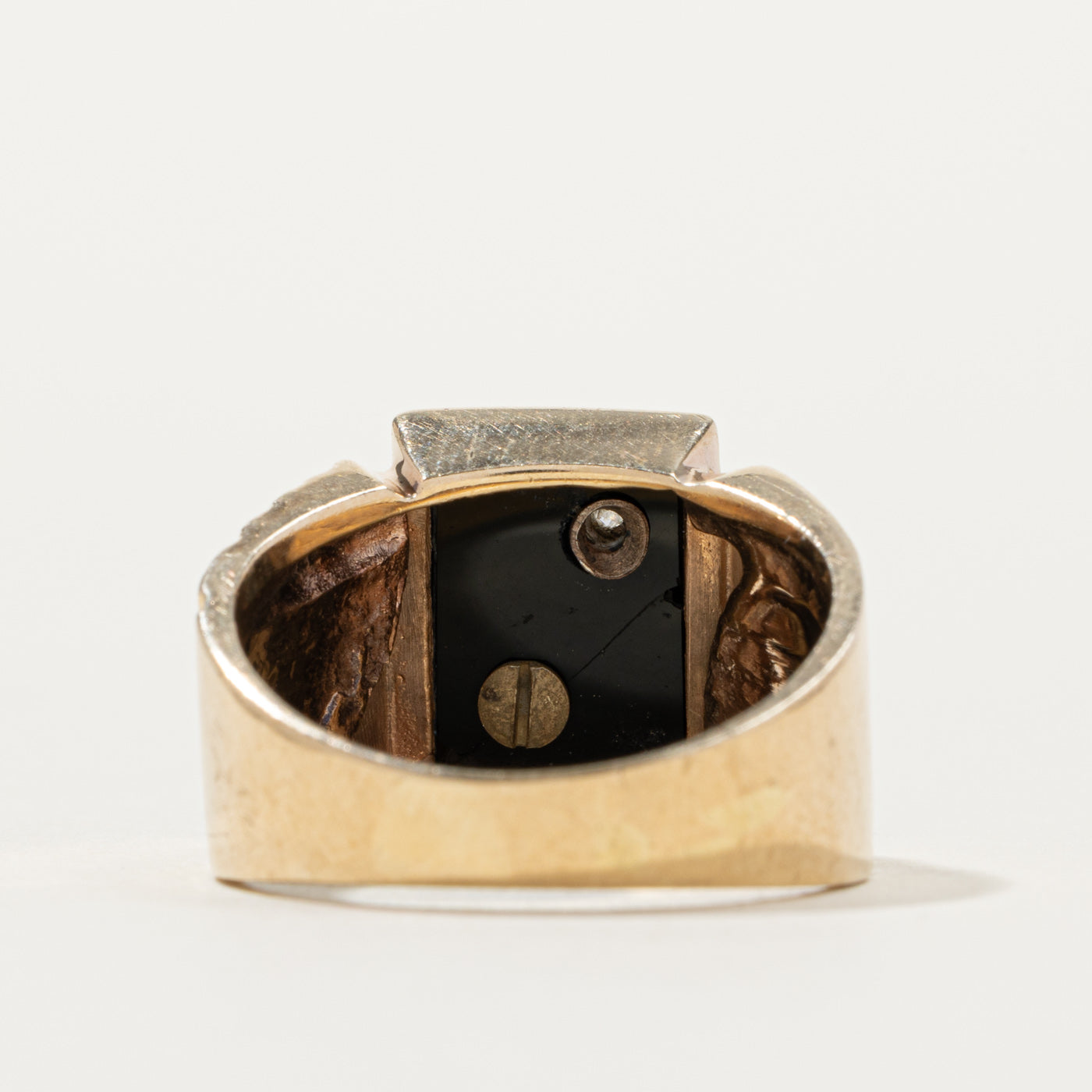 10k Onyx & Diamond "S" Initial Ring | SZ 8.75